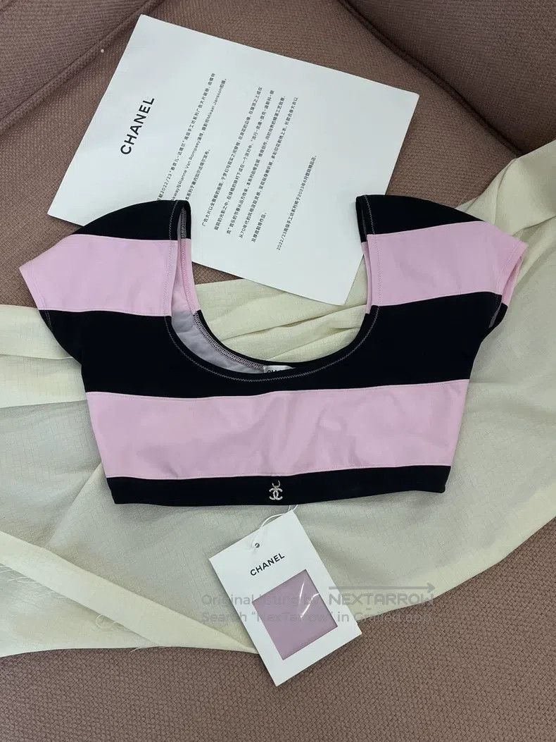Chanel Chanel Pink and black striped short top Size XXS / US 00 / IT 34 - 1 Thumbnail
