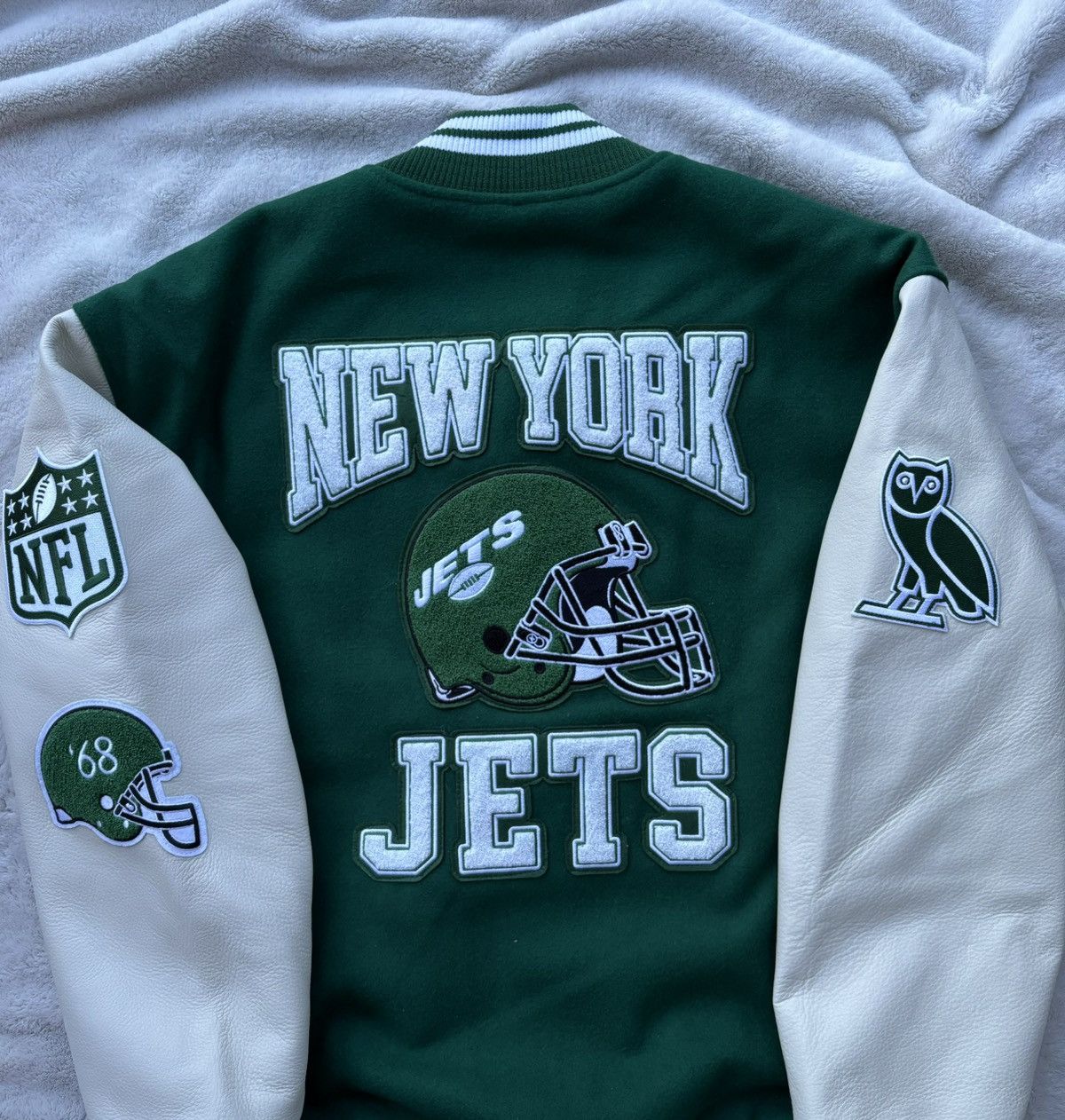 NFL × October's Very Own OVO x NFL New York Jets Varsity Jacket Size US M / EU 48-50 / 2 - 2 Thumbnail