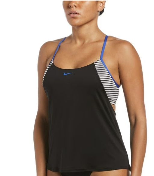 Nike Nike Stripe Layered Tankini Swim Top Black ( S ) Size S / US 4 / IT 40 - 1 Thumbnail