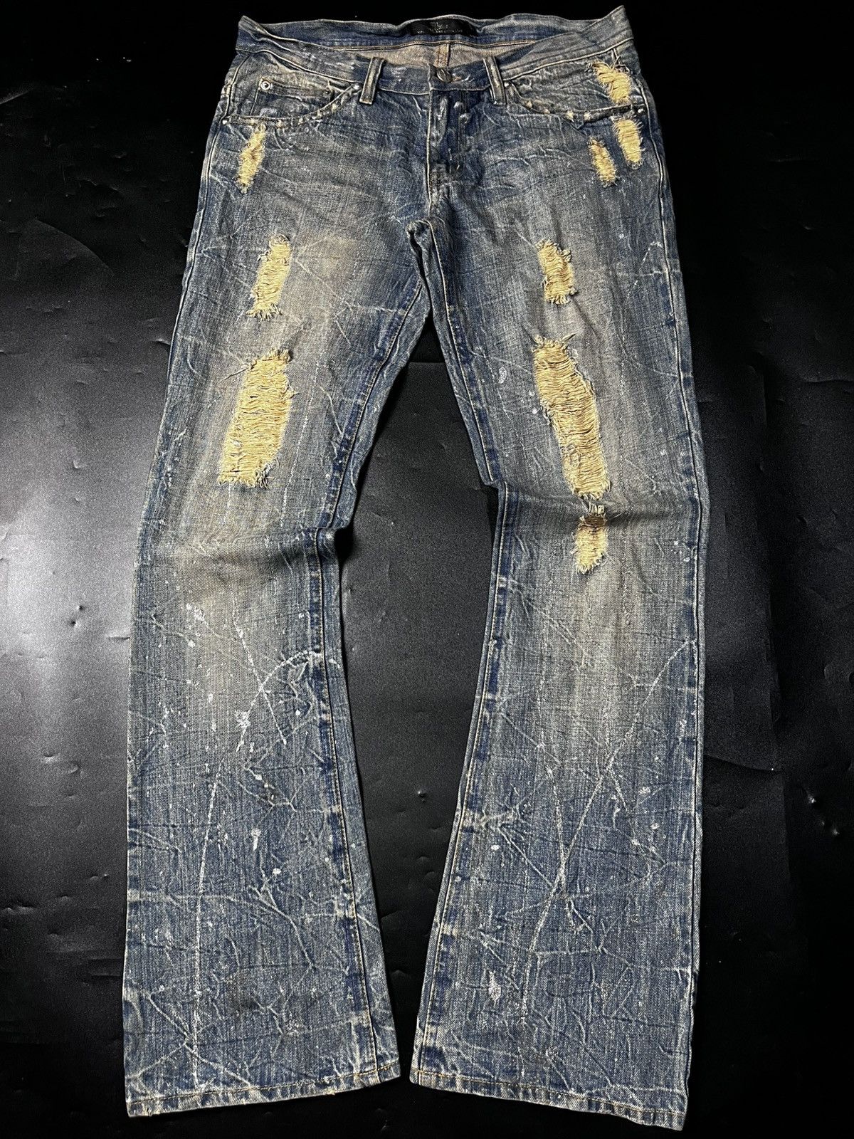 Japanese Brand Midas Distressed Super Flare Jeans Size US 30 / EU 46 - 1 Thumbnail