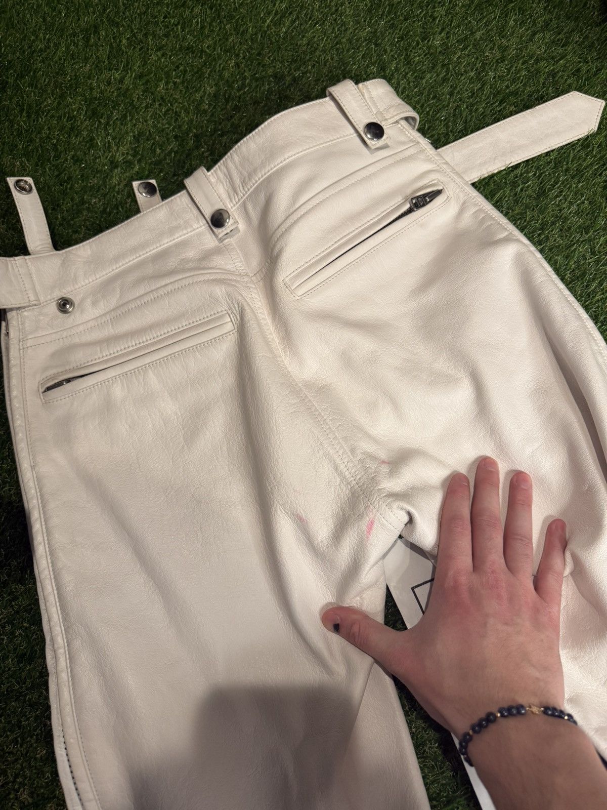 Balenciaga Balenciaga SS20 Look33 RUNWAY White Calf Leather Fetish Pant Size US 28 / EU 44 - 16 Thumbnail
