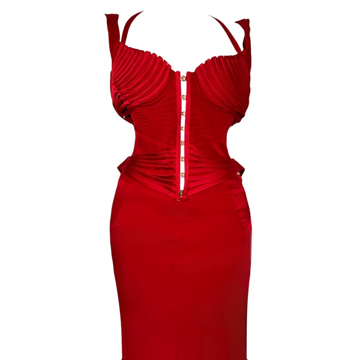 Gucci Runway Gucci by Tom Ford FW2003 red silk corseted dress Size M / US 6-8 / IT 42-44 - 5 Thumbnail