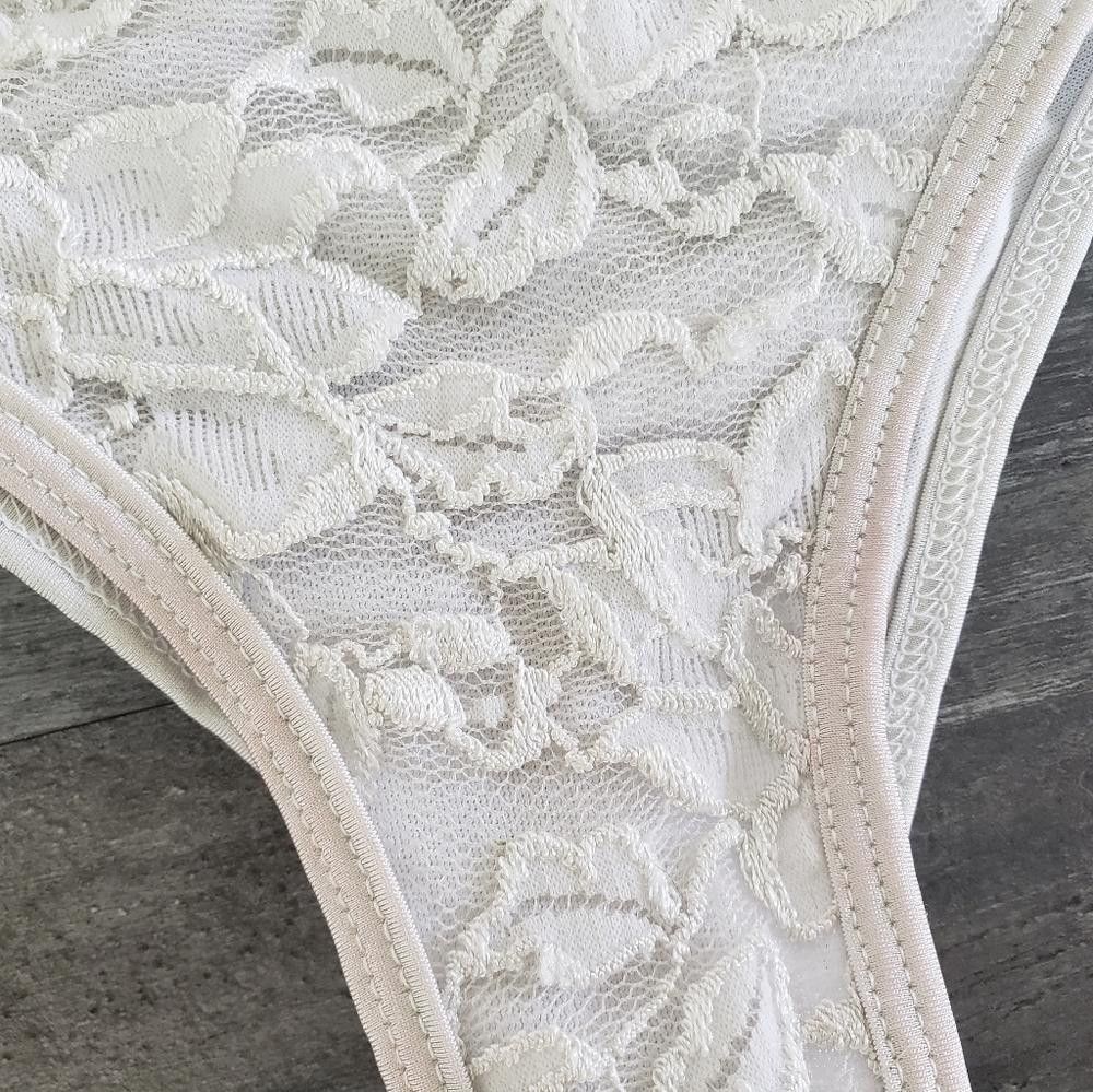 Designer White Lace Detailed LMG Bikini Bottoms Size ONE SIZE - 3 Thumbnail