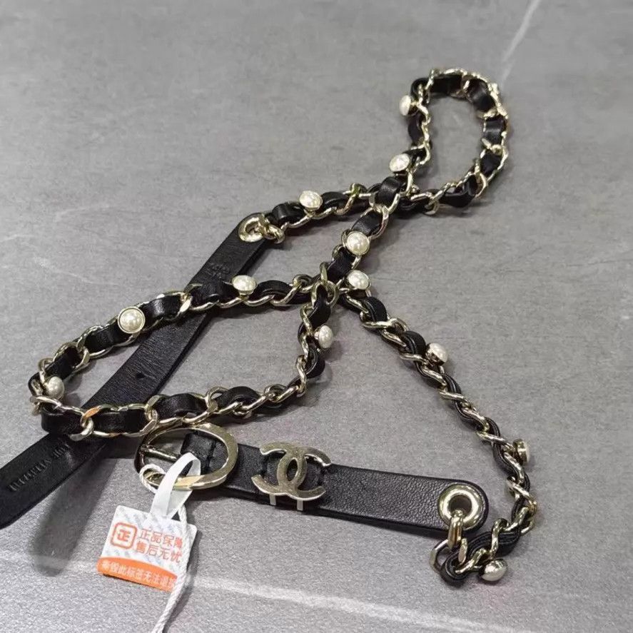 Chanel Chanel leather waist chain pearl black 85 Size ONE SIZE - 1 Thumbnail