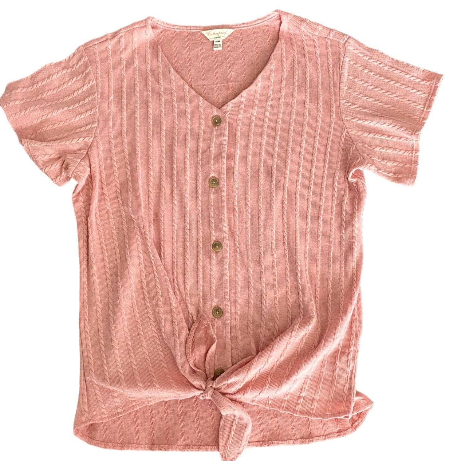 Vintage Weatherproof Vintage Top Short Sleeve Button Tie Waist V Nec Size M / US 6-8 / IT 42-44 - 2 Thumbnail