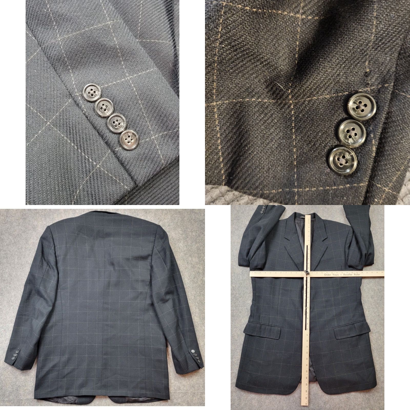 Corneliani Corneliani Sport Coat Mens 54L Black Windowpane Virgin Wool Silk Made In Italy Size US L / EU 52-54 / 3 - 9 Thumbnail