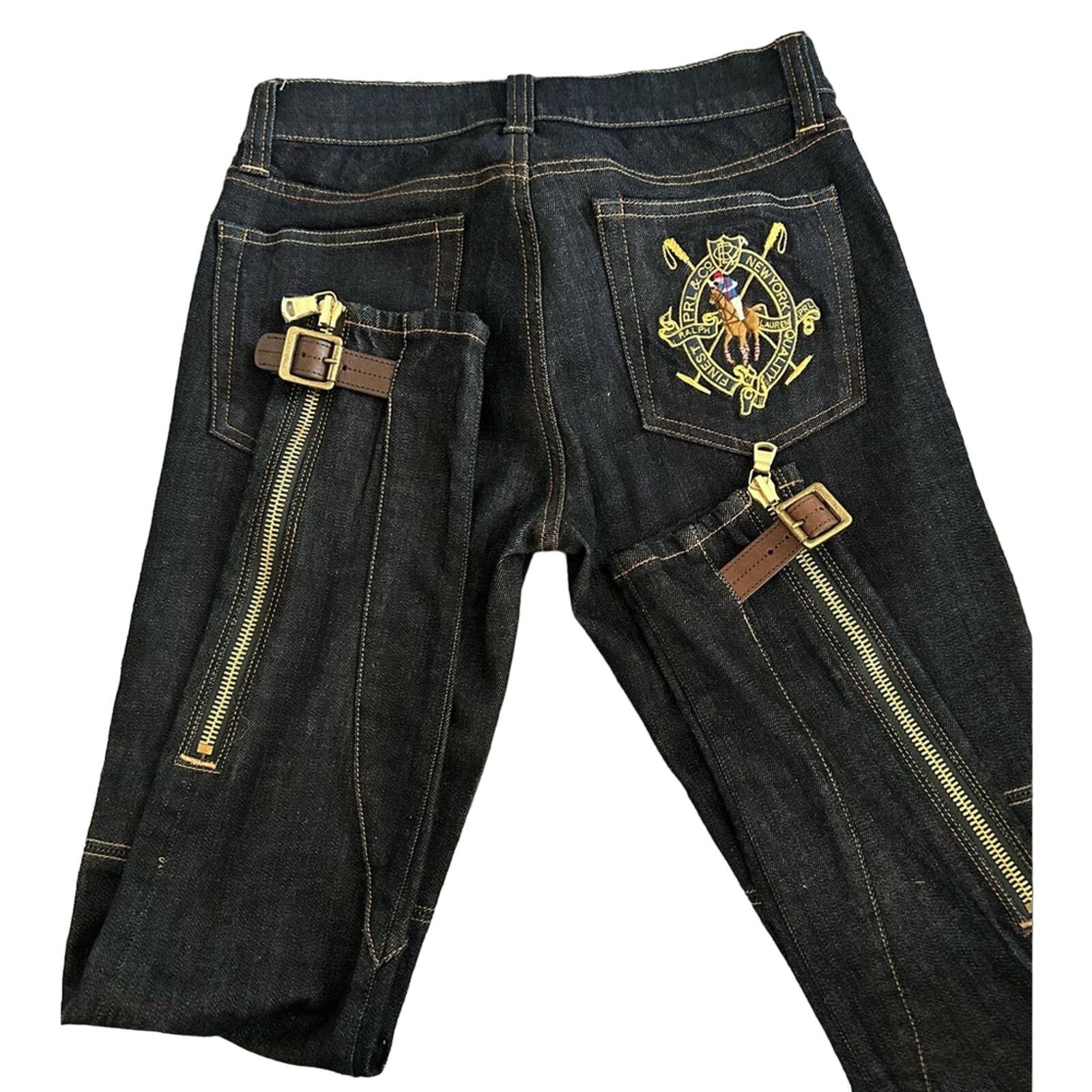 Polo Ralph Lauren Ralph Lauren dark denim with leather & zippers at ankle 28 Size 28" / US 6 / IT 42 - 1 Thumbnail