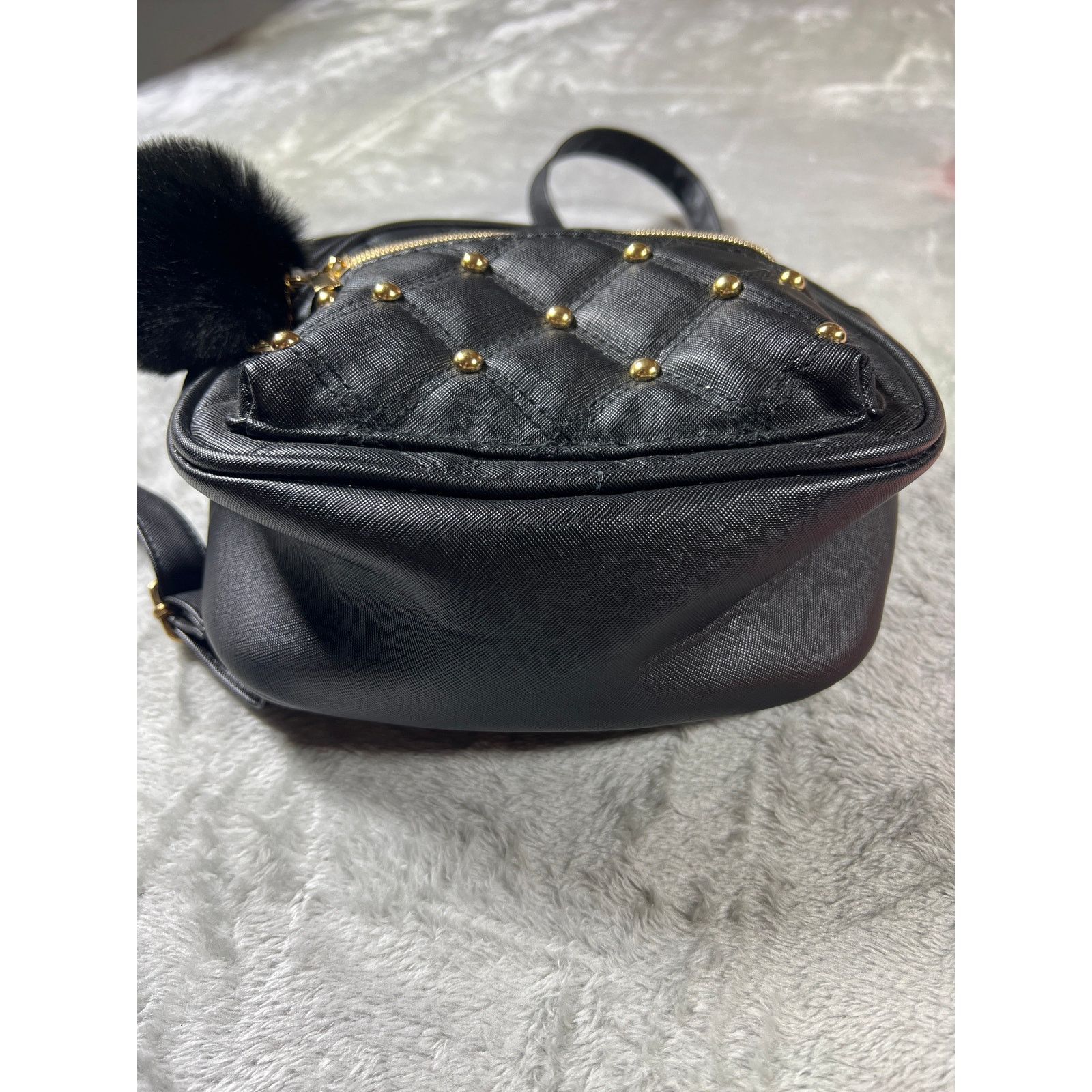 Other Y2K Coquette Black Gold Mini Backpack Faux Leather Street Size ONE SIZE - 9 Thumbnail