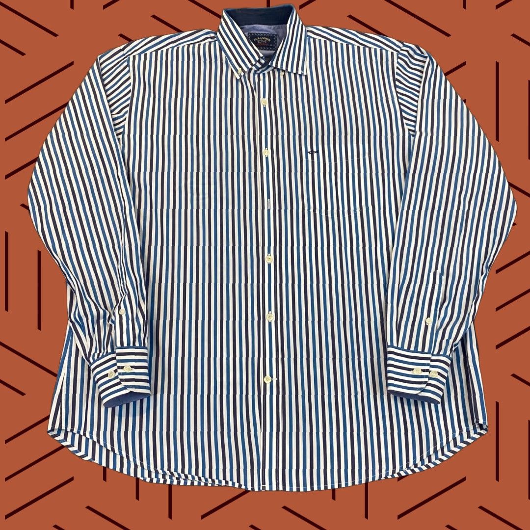 Paul & Shark PAUL & SHARK Yachting Shirt Mens 44 Blue White Striped Button-Down Dress Top L/S Size US XXL / EU 58 / 5 - 1 Thumbnail