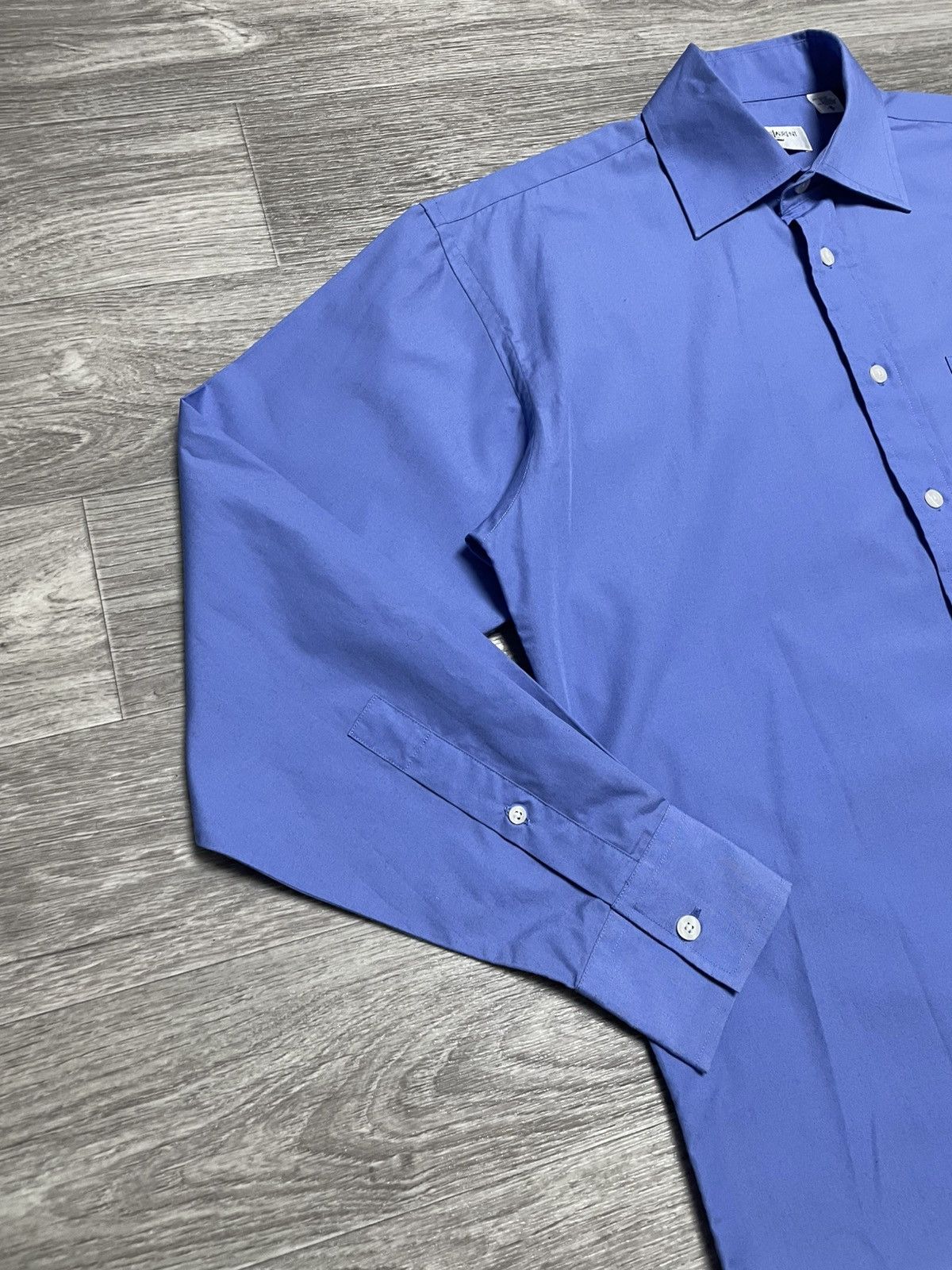 Yves Saint Laurent Vintage Yves Saint Laurent YSL Blue Long Sleeve Shirt Button Size US L / EU 52-54 / 3 - 4 Thumbnail