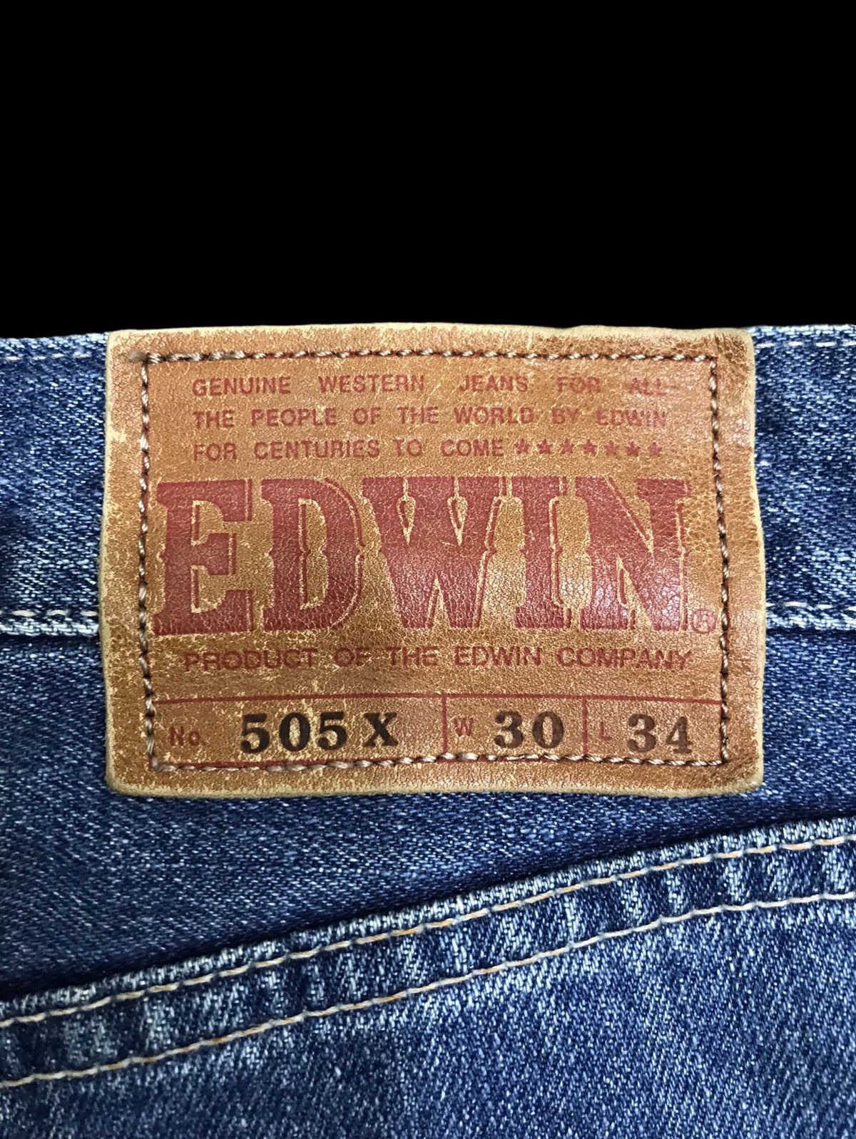 Edwin 💥WIDE💥VINTAGE EDWIN 505X SELVEDGE MINIMAL FADES DENIM F396 Size US 31 - 18 Thumbnail
