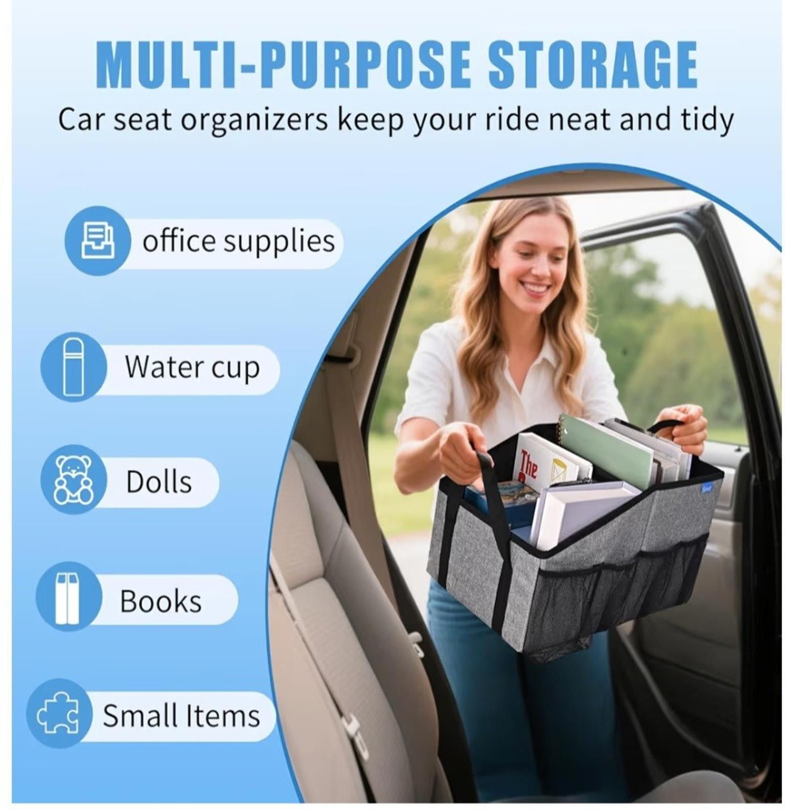 Other Large Foldable CarSeat Organizer Passenger/ Rear Seat Light Size ONE SIZE - 2 Thumbnail