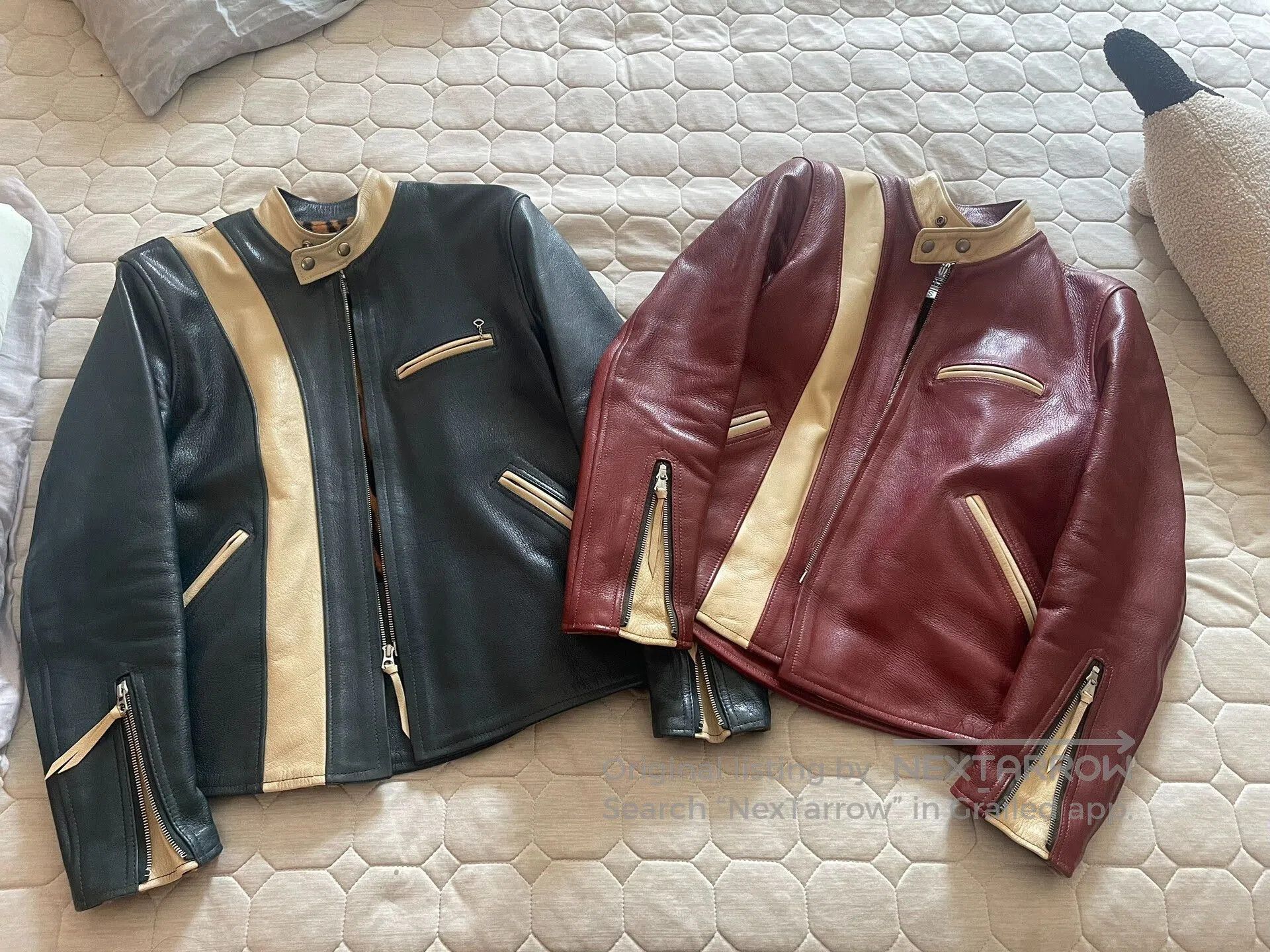Freewheelers color-blocked leather motorcycle jackets. Size US M / EU 48-50 / 2 - 1 Thumbnail