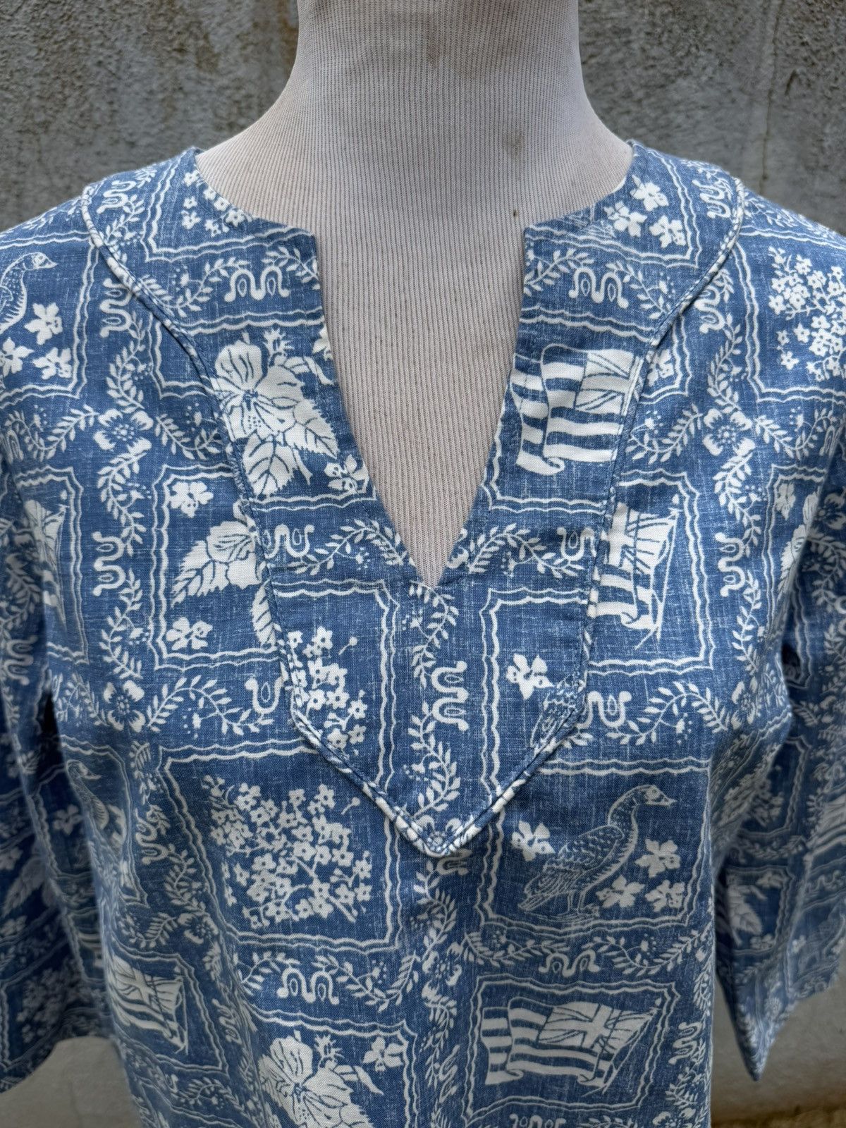 Reyn Spooner Reyn Spooner Tunic Women's S Hawaiian Blouse Blue/White Size S / US 4 / IT 40 - 3 Thumbnail