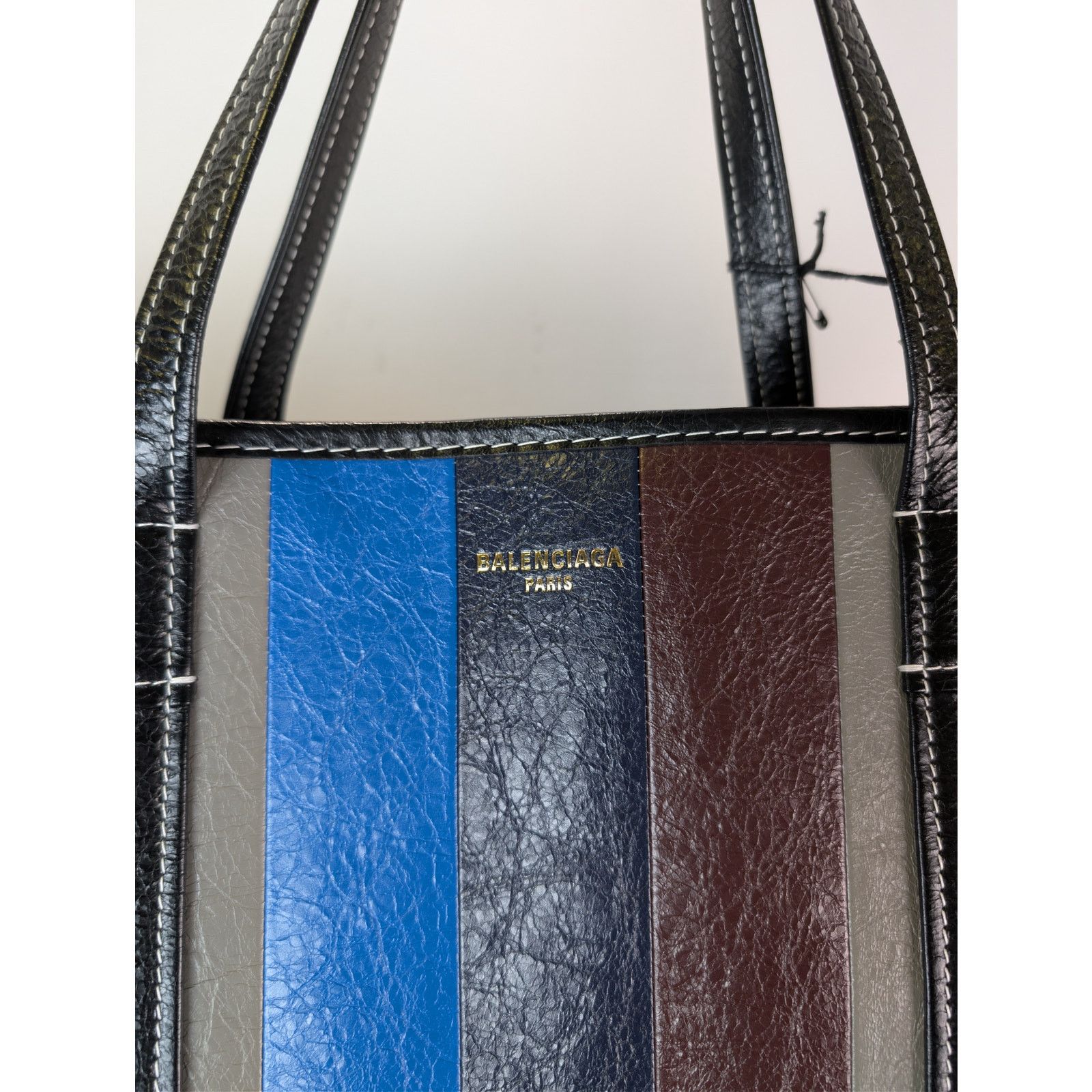 Balenciaga o1rshd1 Striped Arena Lamb PA Shatelet Carry All Tote Bag Size ONE SIZE - 6 Thumbnail