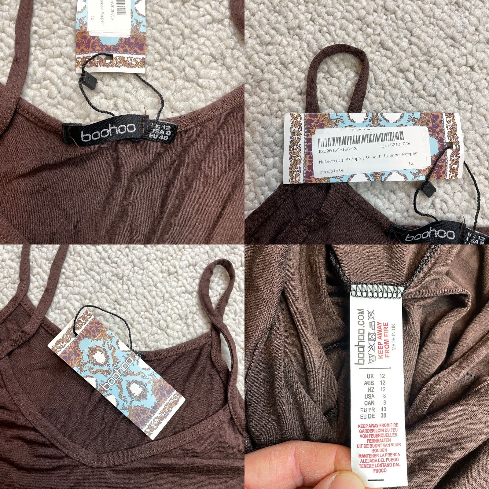 Boohoo Boohoo Romper Jumpsuit Brown Sleeveless Maternity One-Piece V-Neck Pullover 8 New NW Women’s Regular Size Type Size 30" / US 8 / IT 44 - 8 Thumbnail