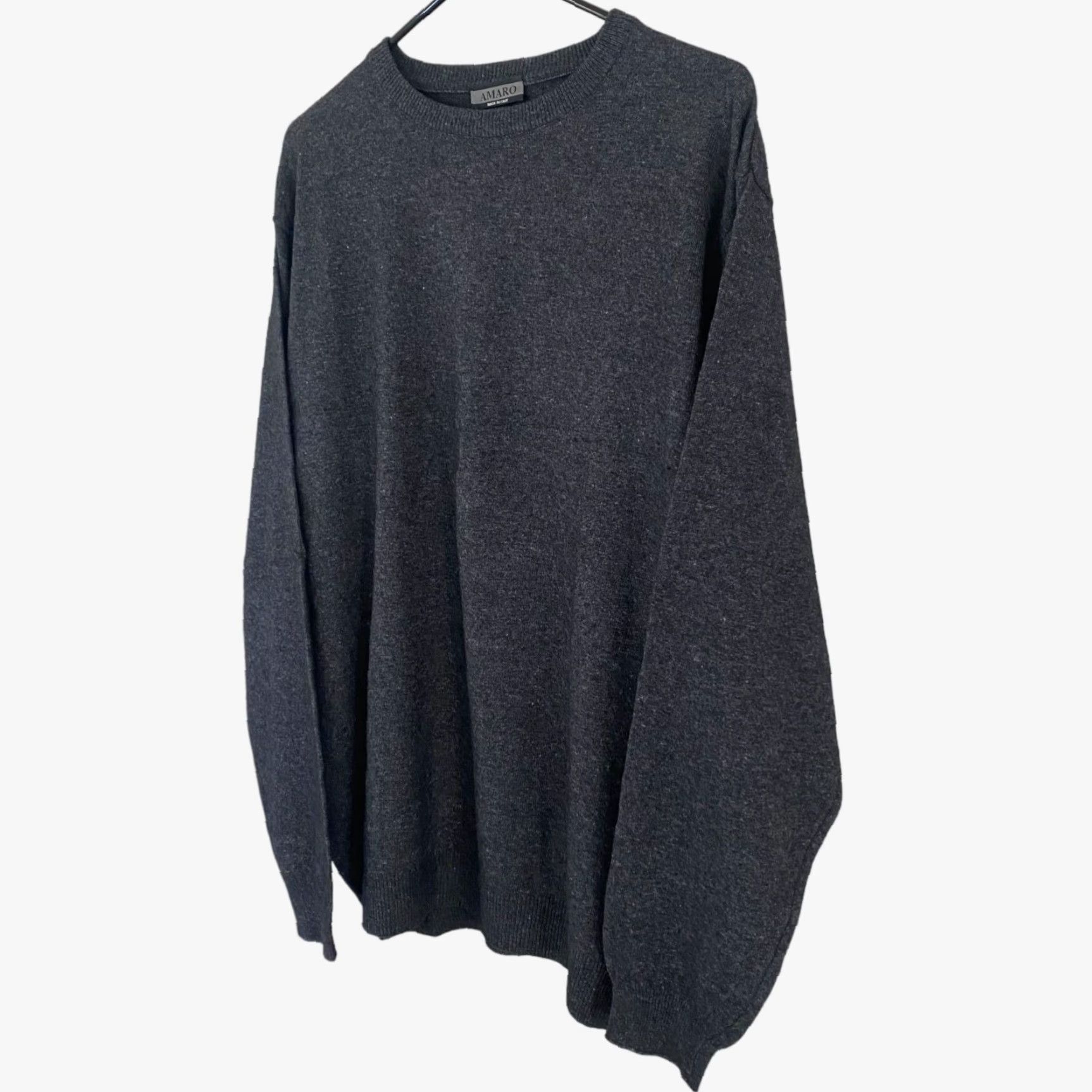 Vintage Amaro Italy Merino Wool Crewneck Sweater Gray Knit Long-Sleeve Pullover XL Men Size US XL / EU 56 / 4 - 2 Thumbnail