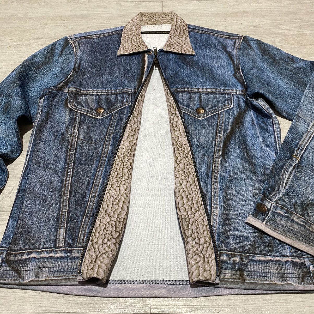Vintage Unique 3d printed soft jacket double zipper Size US L / EU 52-54 / 3 - 5 Thumbnail
