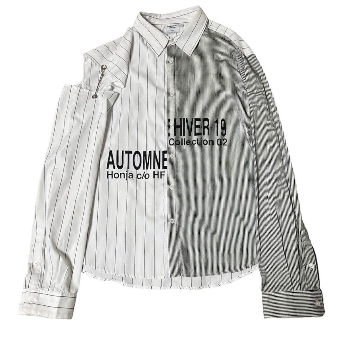 Japanese Brand Honja c/o HF - Asymmetry safety pin border shirts Size US L / EU 52-54 / 3 - 1 Thumbnail
