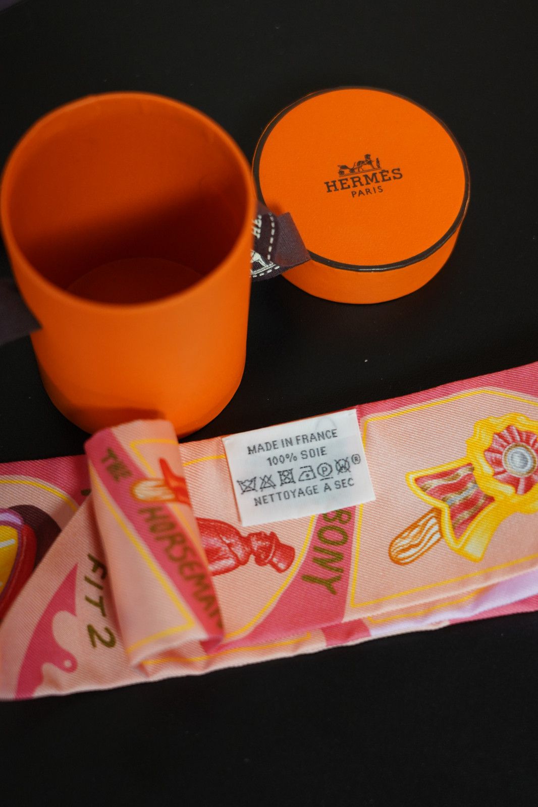 Hermes Hermes Funny Ice Cream Twilly Rose Poudre Corail Jaune Size ONE SIZE - 3 Thumbnail