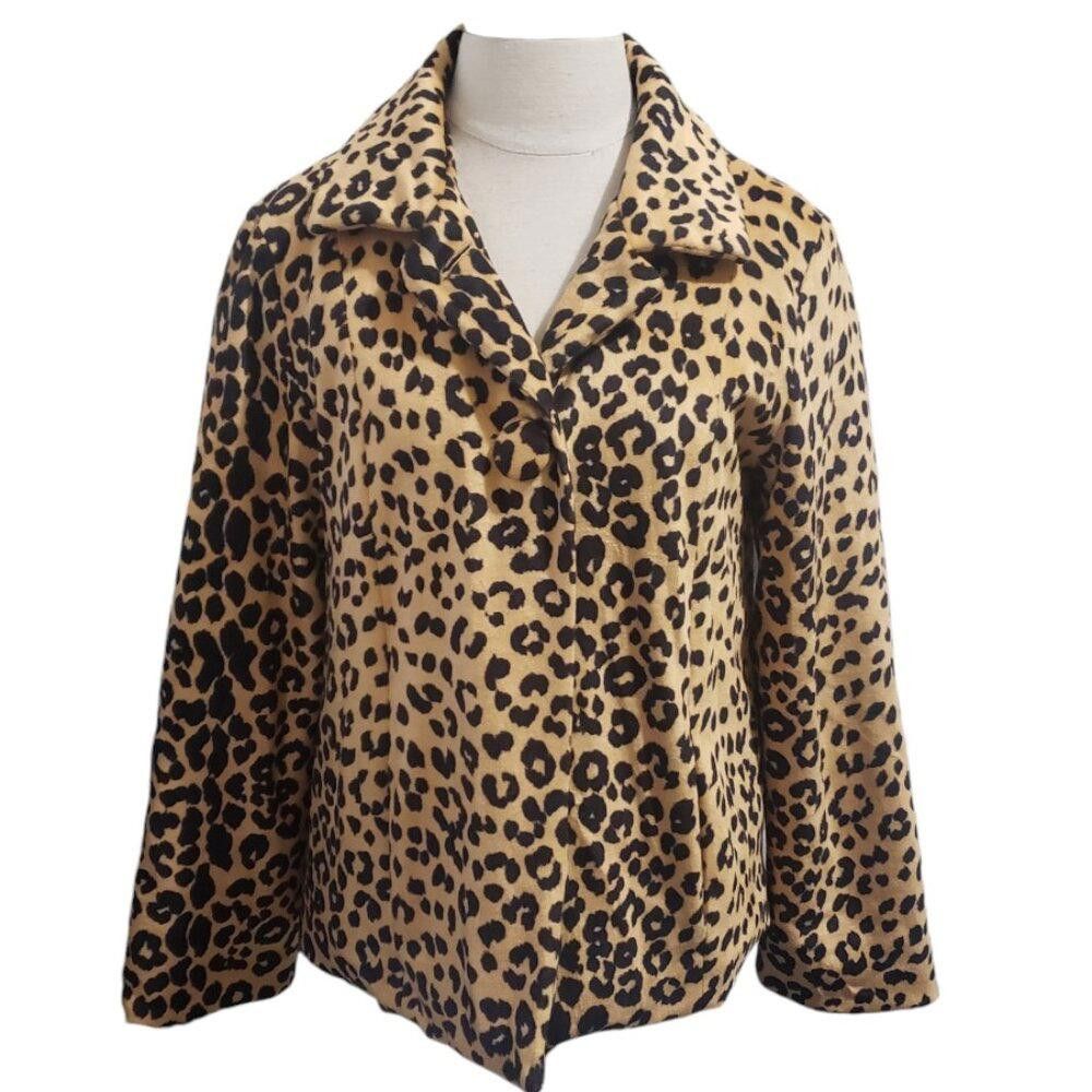 Designer CT1966 Ethyl Animal Print Waist Length Button Blazer S Size S / US 4 / IT 40 - 1 Thumbnail