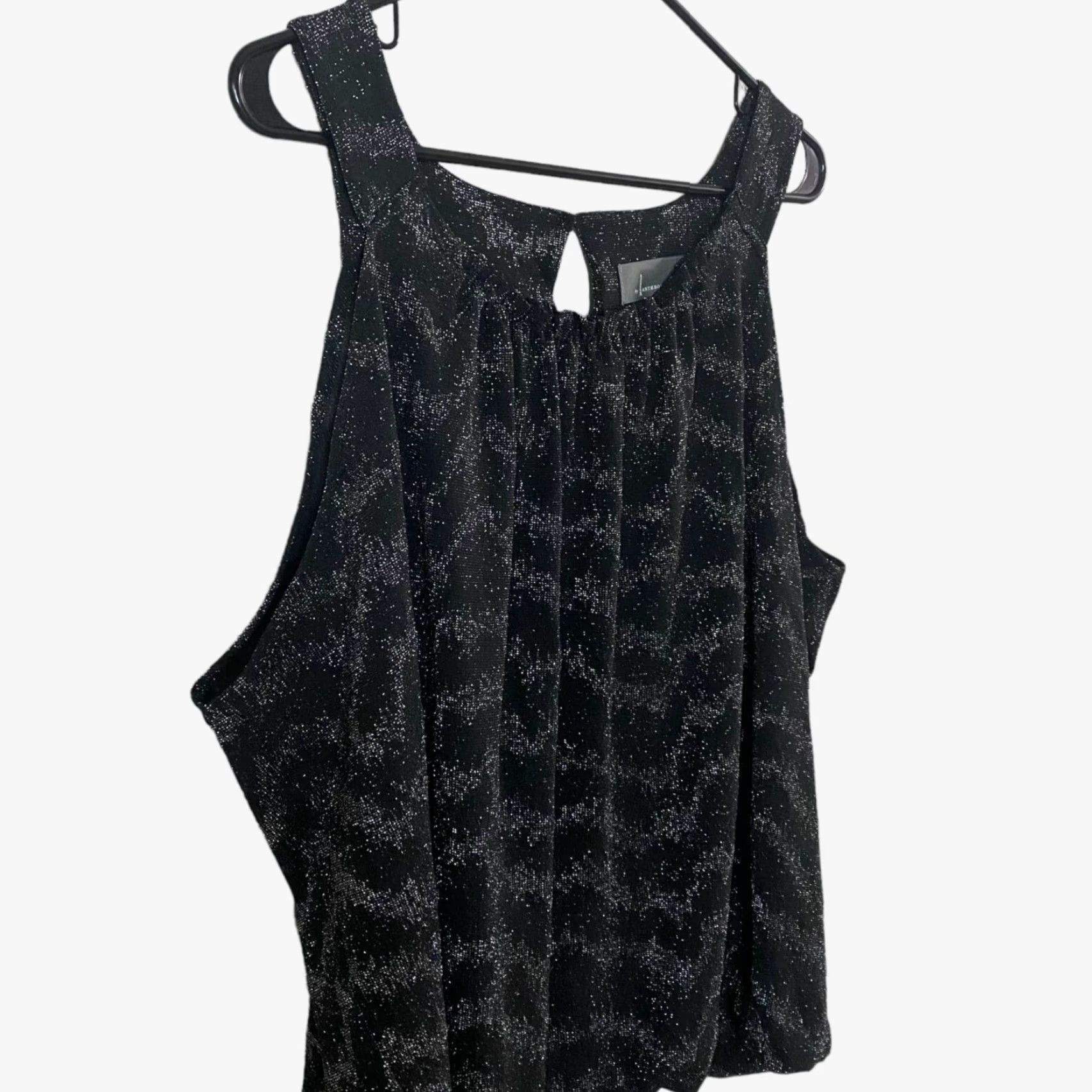 Anthropologie ANTHROPOLOGIE Carly Shimmer Metallic Tank Top Women's Size Large Black Sleeveless Lined Size L / US 10 / IT 46 - 4 Thumbnail