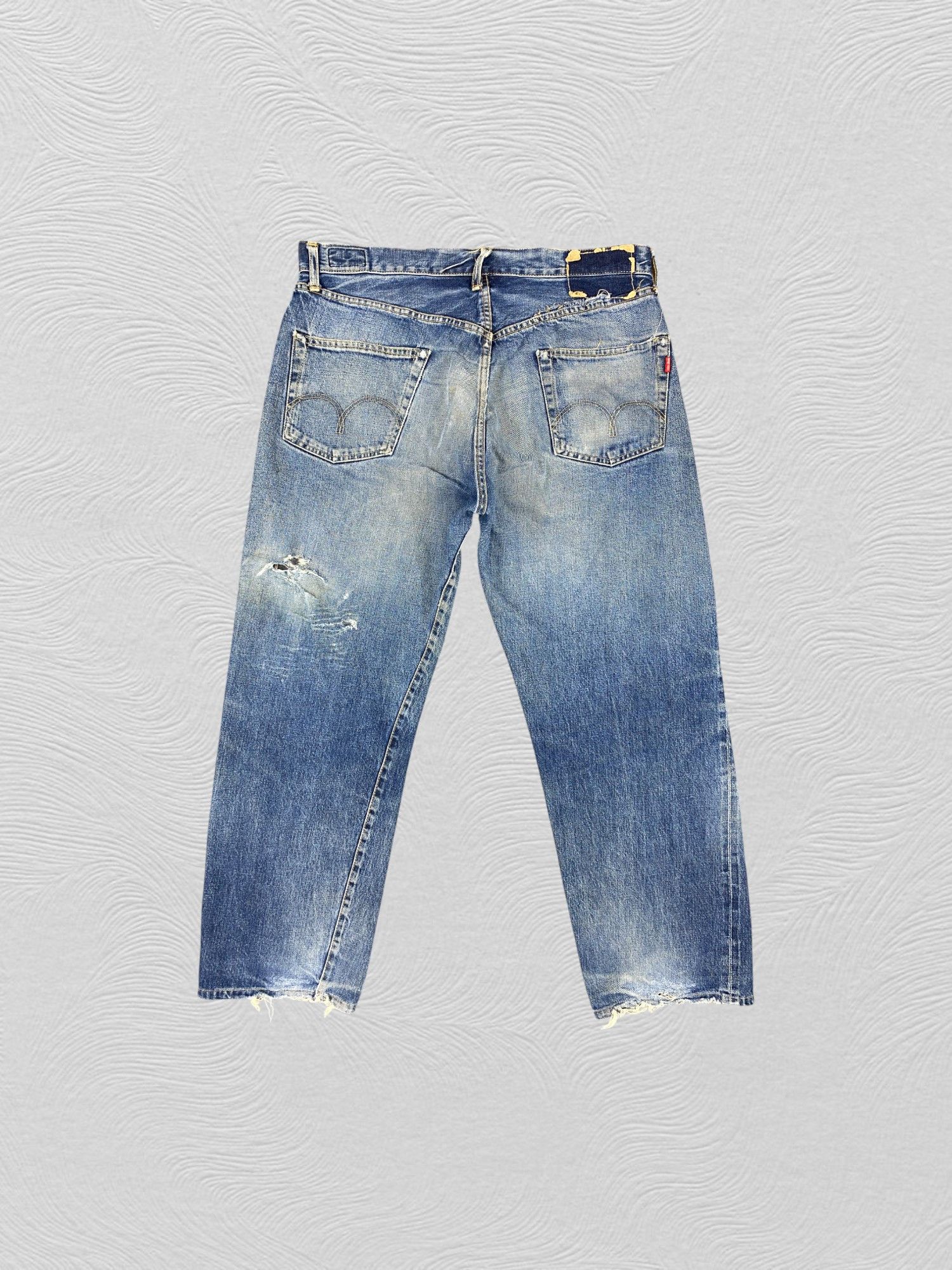 Japanese Brand Redline Distressed Blue Vintage Bartack 36x28.5 Denim JN1338 Size US 36 / EU 52 - 2 Thumbnail