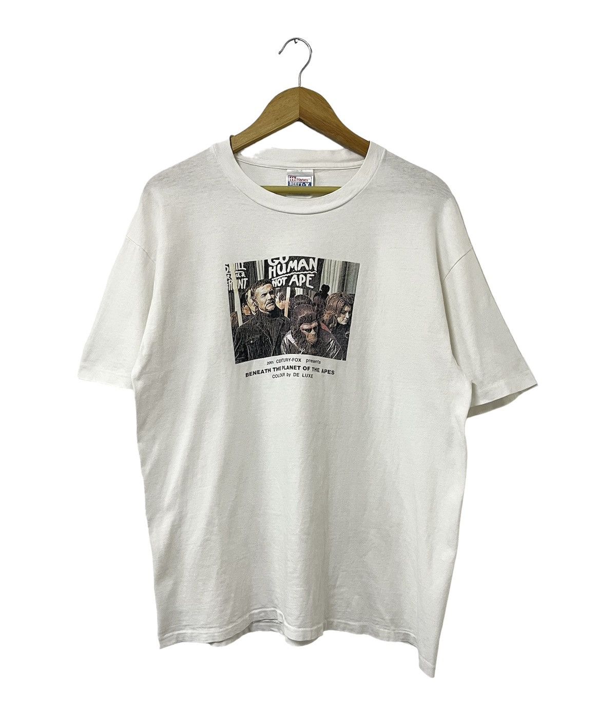 image of Cult x Movie Vintage 90's Beneath The Planet Of The Apes Adventure Tshirt in White (Size Large)