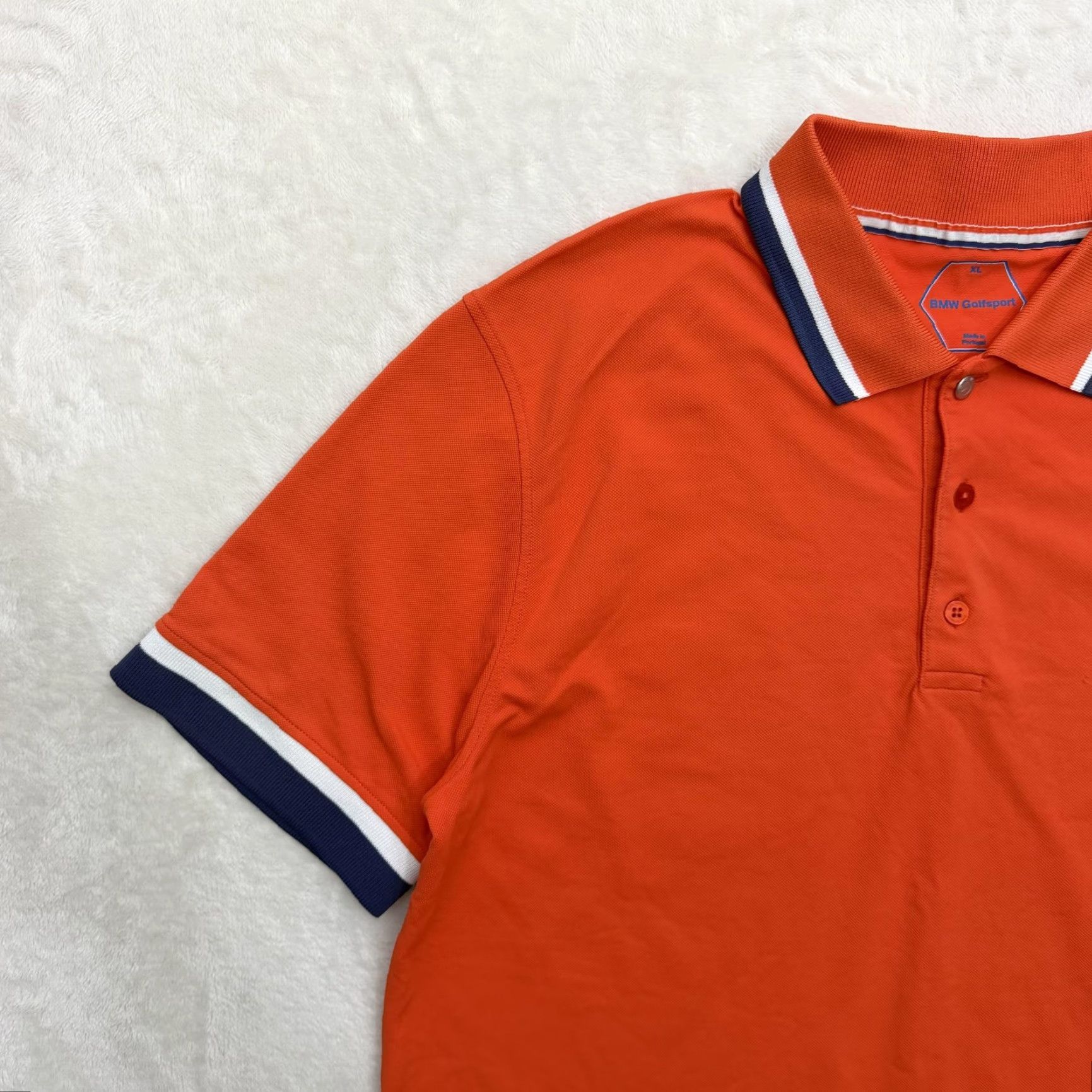 BMW VINTAGE: No BMW Golfsport Polo Shirt Mens XL Orange Golf Striped Collar Logo Performance Size US XL / EU 56 / 4 - 6 Thumbnail