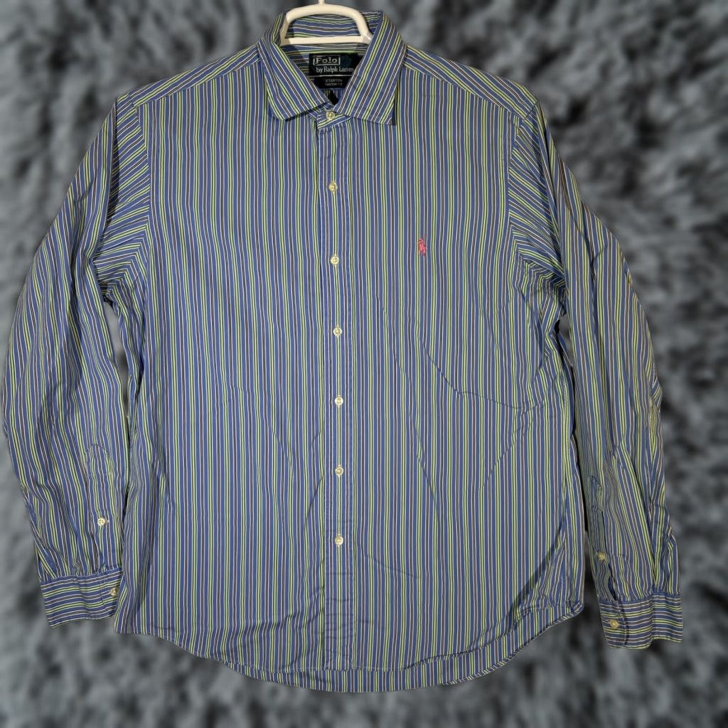 Polo Ralph Lauren Polo Ralph Lauren Shirt Mens Large Blue Striped Stanton Custom Fit Button Down Size US L / EU 52-54 / 3 - 1 Thumbnail