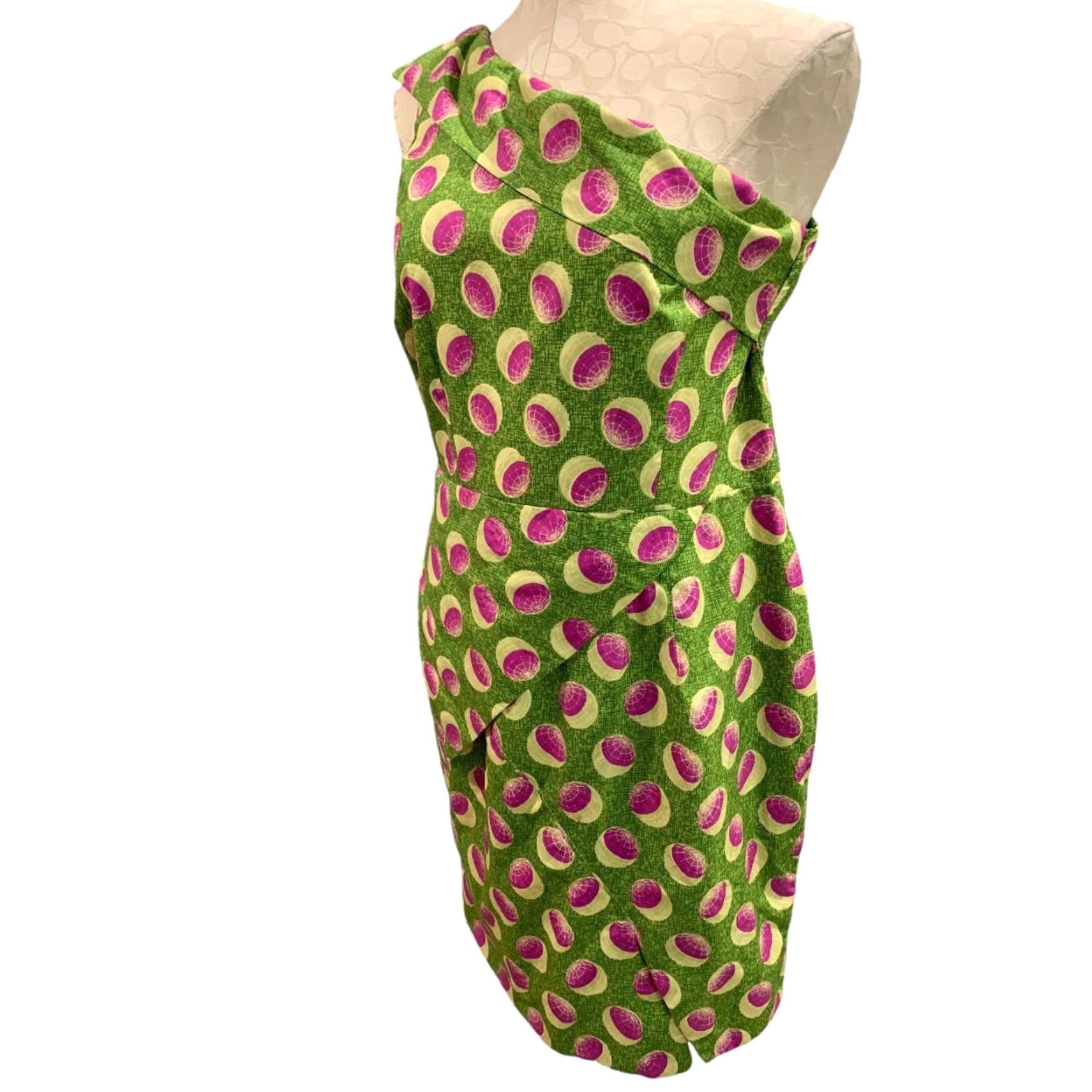 Pinko VINTAGE Medium One Shoulder Sheath Dress Women M Green 1960s Short Shirt (Dress?) Size M / US 6-8 / IT 42-44 - 7 Thumbnail