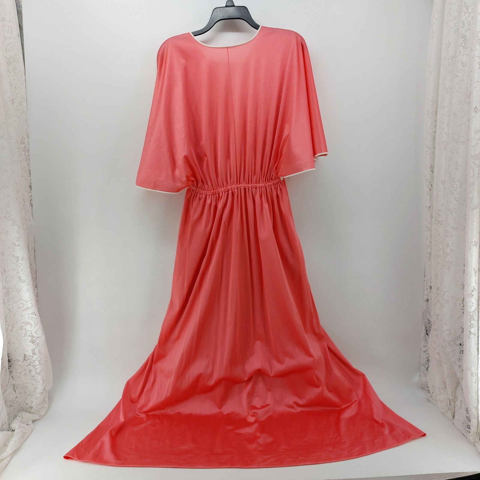 Vintage Vintage Coral Robe Long Drawstring Glam Elegant Wing Sleeves Size S / US 4 / IT 40 - 13 Thumbnail