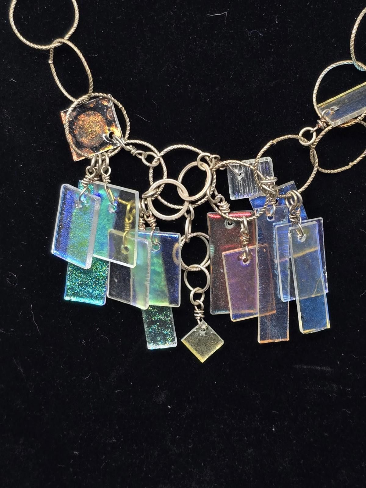 Studio D'Artisan Sterling Silver 925 Dichroic Glass Necklace 18” Artisan Size ONE SIZE - 3 Thumbnail