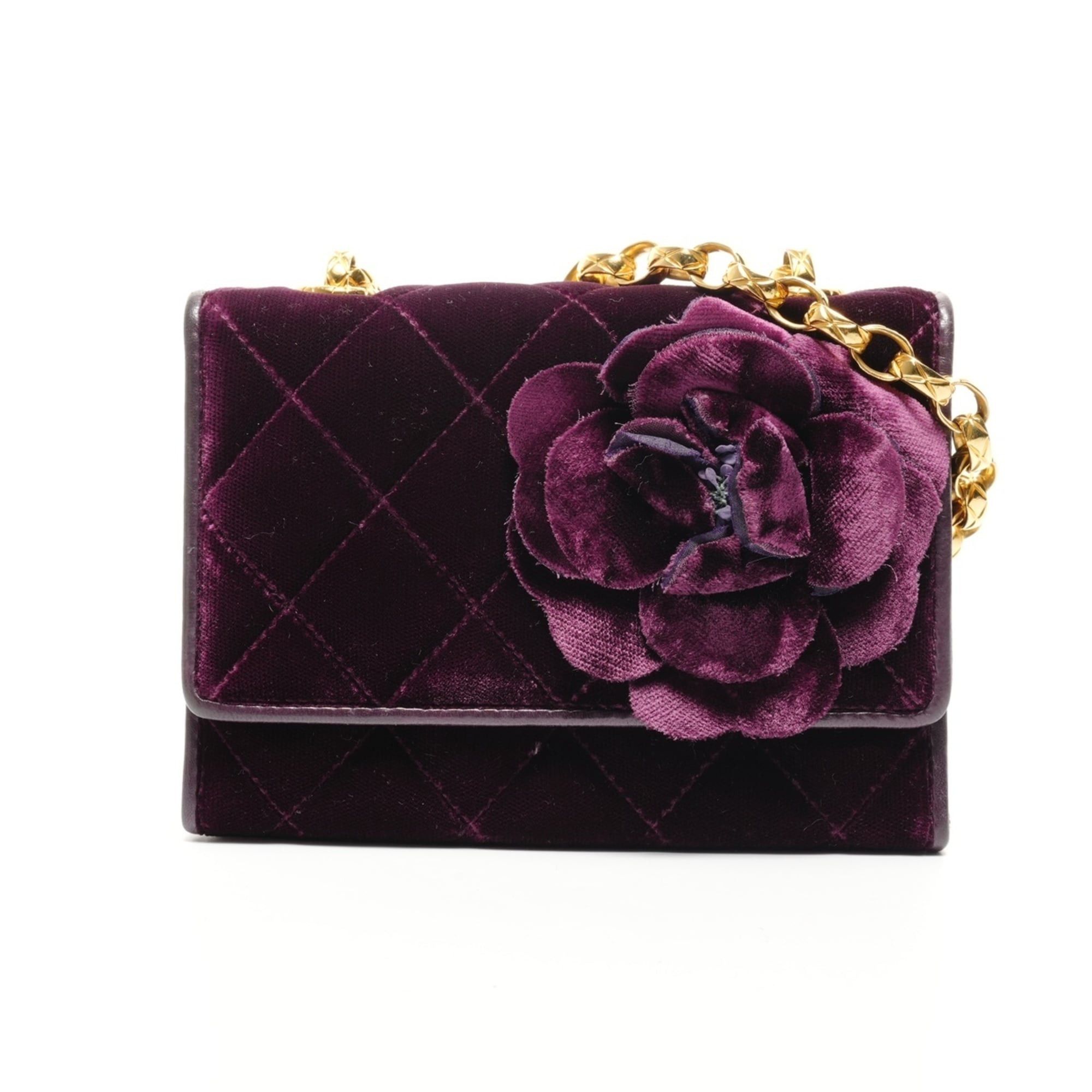Chanel CHANEL Velour Camellia Mini Camera Bag Shoulder Purple WS25929 Size ONE SIZE - 1 Thumbnail