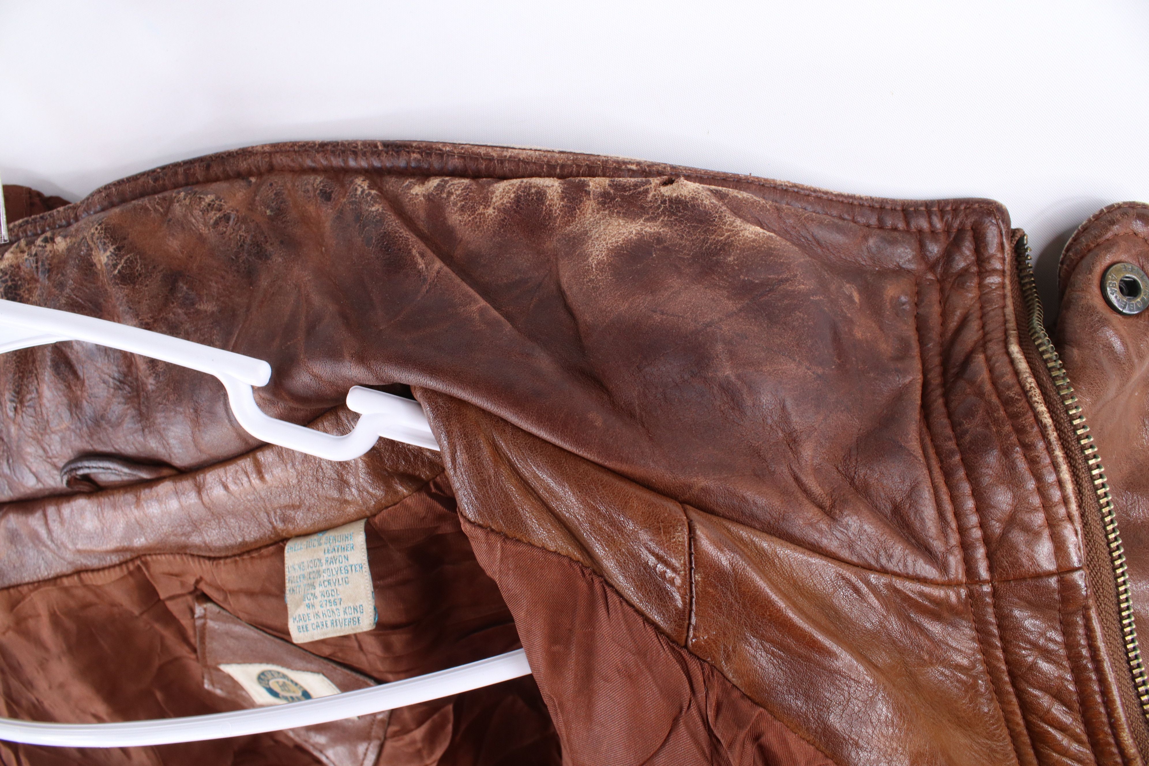Vintage Vintage 90s Streetwear Hooded Leather Bomber Jacket Brown Size US XL / EU 56 / 4 - 14 Thumbnail