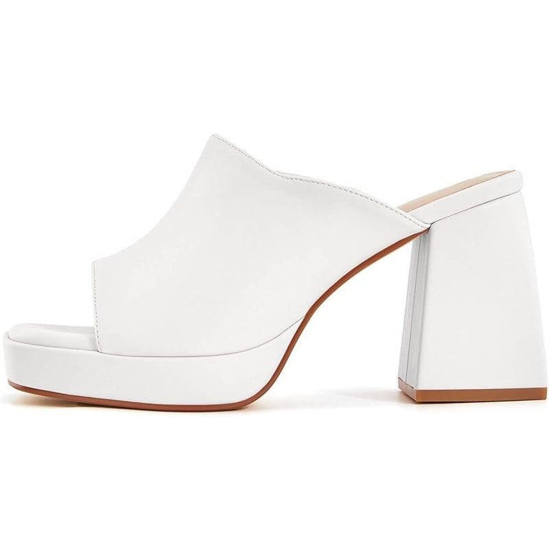 Other Coutgo Women's Size 9 White Faux Leather Open Toe Heels Size US 9 / IT 39 - 2 Thumbnail