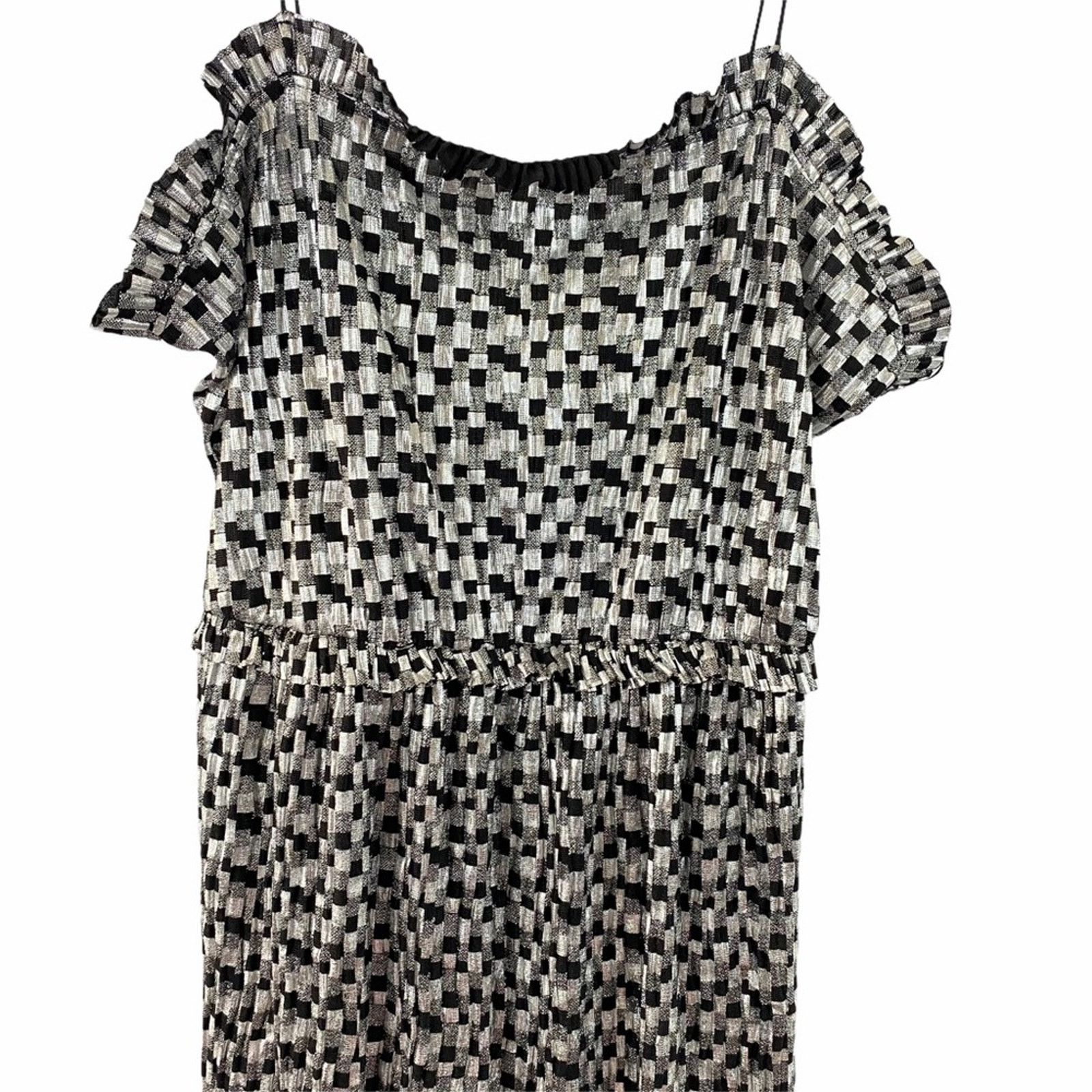 Zara Zara Metallic Silver Black Cocktail Mini Dress Size Large Size L / US 10 / IT 46 - 6 Thumbnail