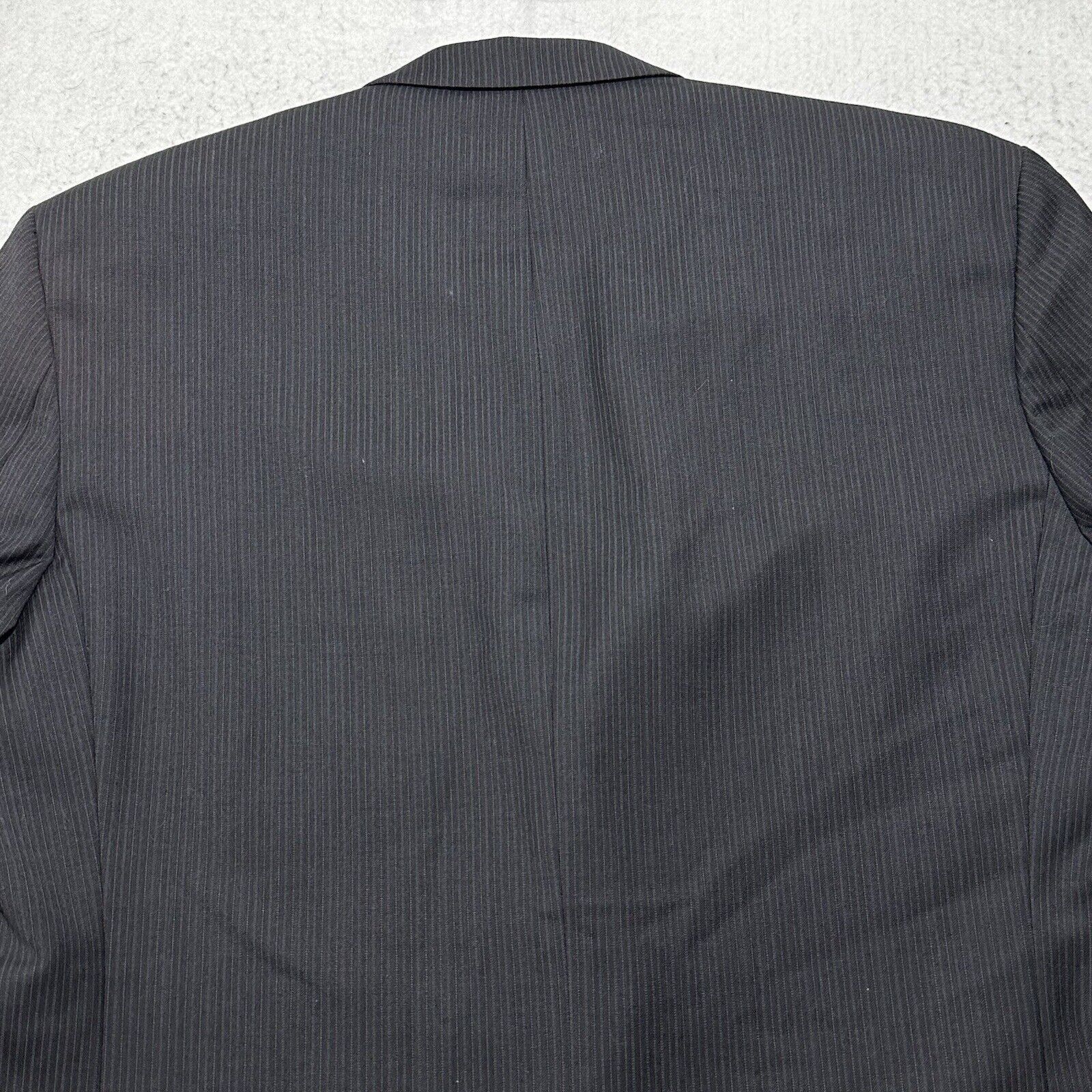 Chaps Chaps Wool Blend Suit Jacket Dark Gray Striped Coat 48L Size 48L - 15 Thumbnail