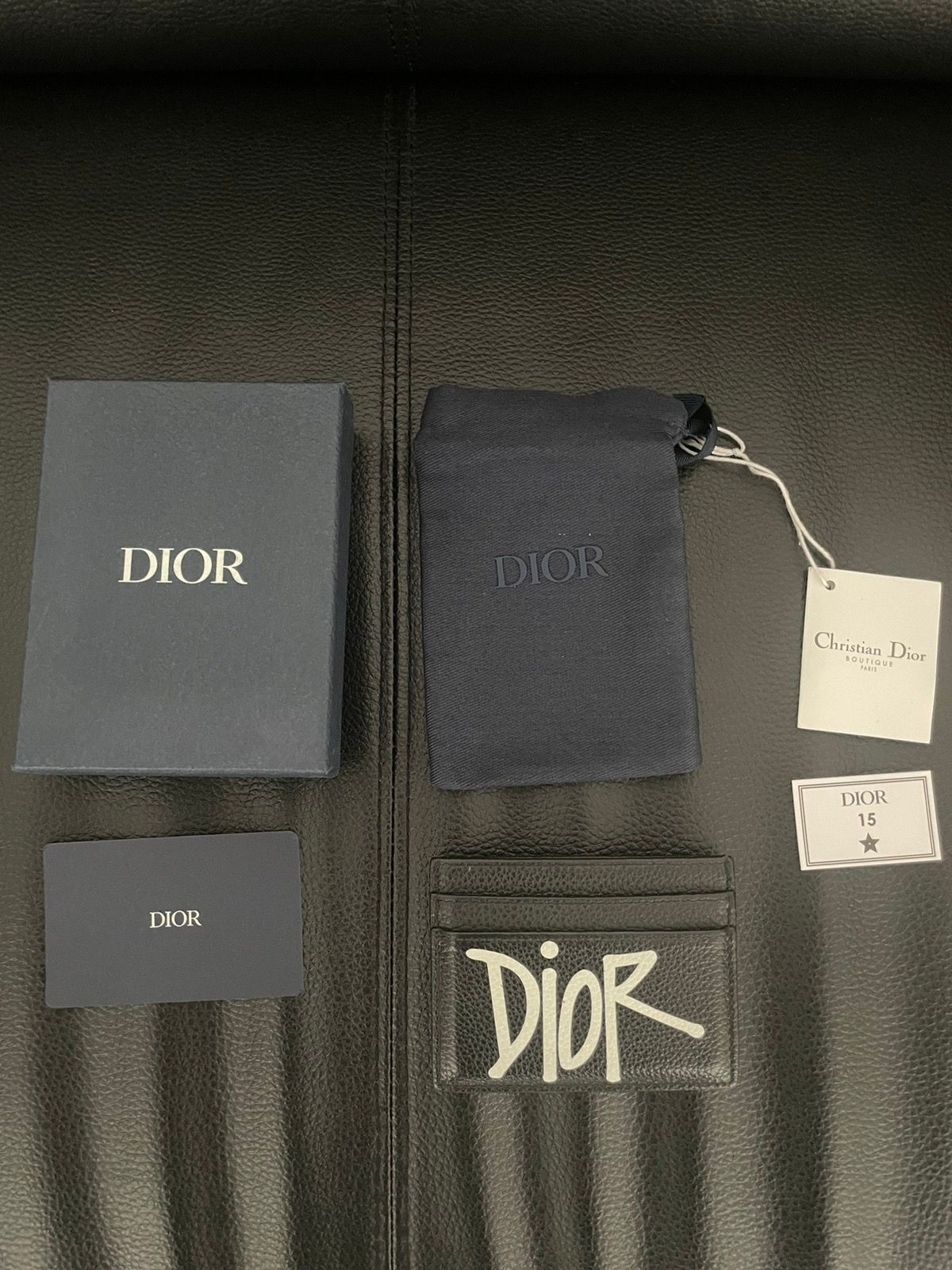 Pre-owned Dior X Stussy Dior & Shawn Card Holder In Black