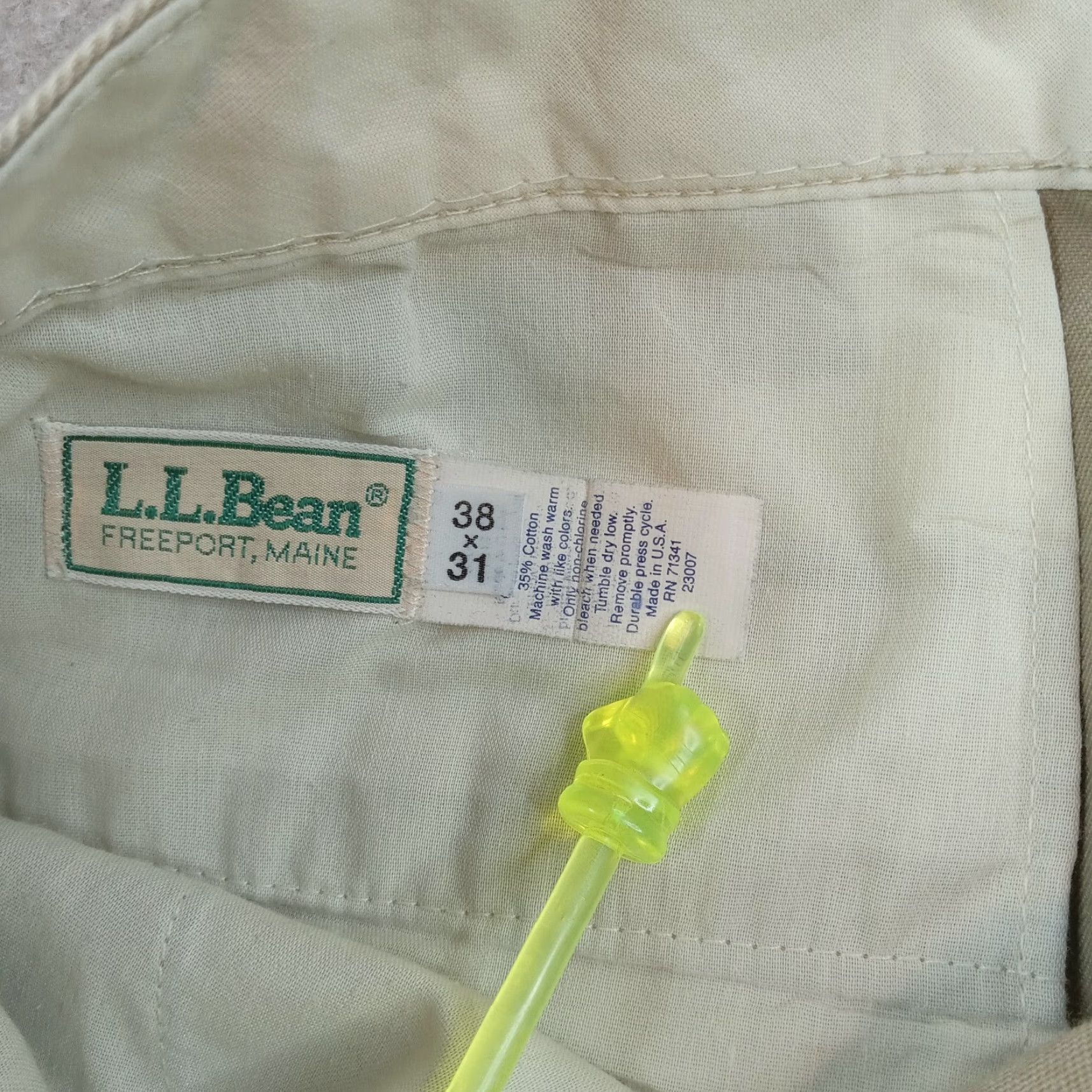 Vintage L.L. Bean Mens 38x31 Beige Chino Pants Straight Leg Casual Cotton Polyester Size US 38 / EU 54 - 7 Thumbnail