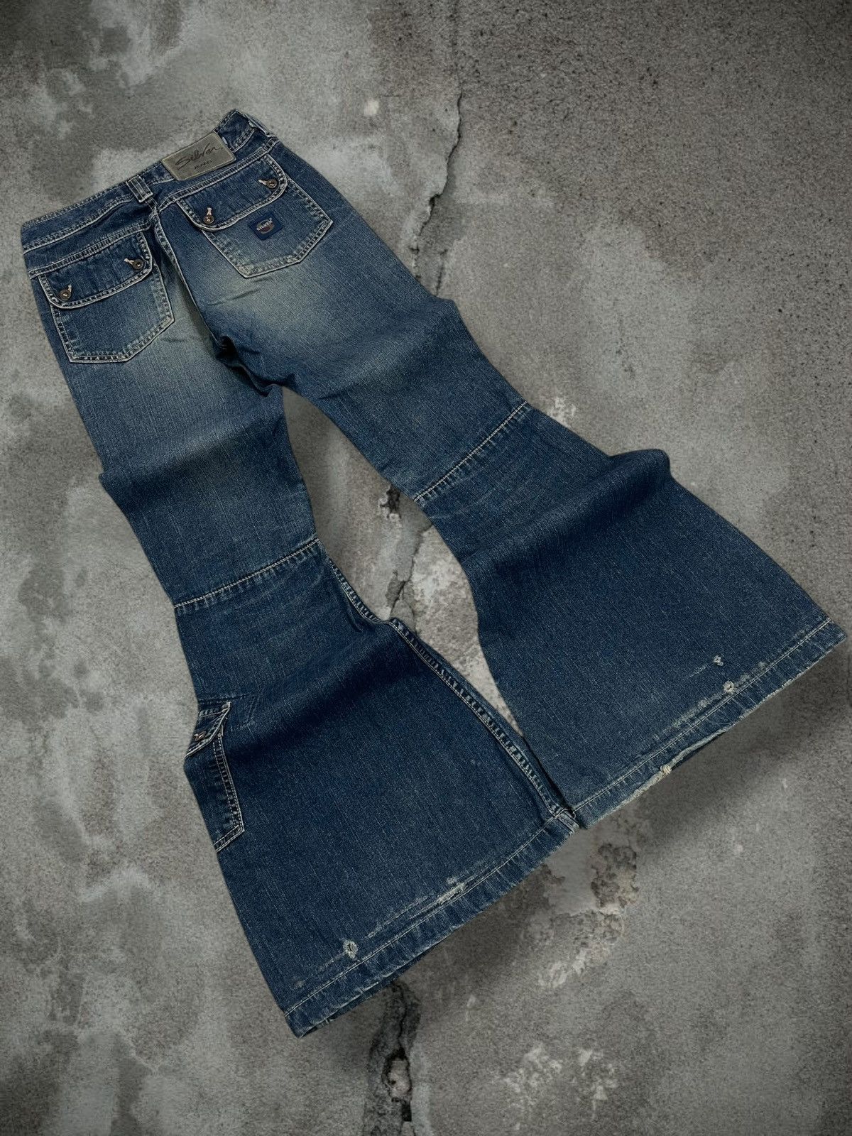 Japanese Brand Vintage 1990s Japan Designer Silver Big Bootcut Denim Size US 26 / EU 42 - 10 Thumbnail