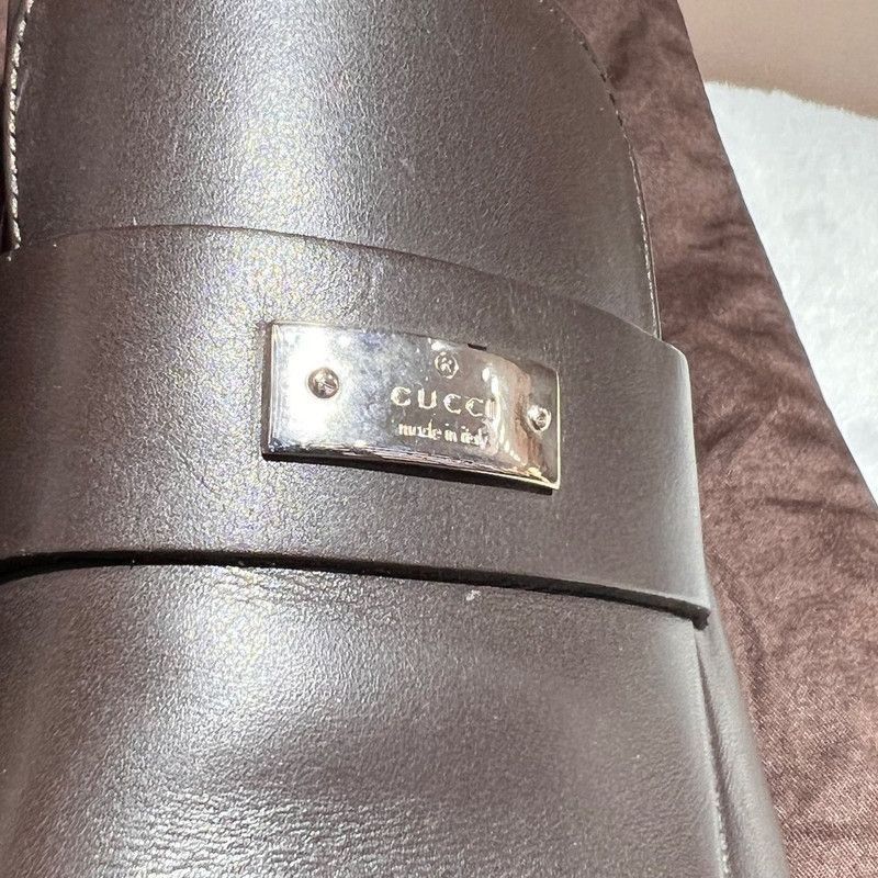 Gucci Gucci Brown Leather Slip-On Shoes - Size US 8 / EU 41 - 9 Thumbnail