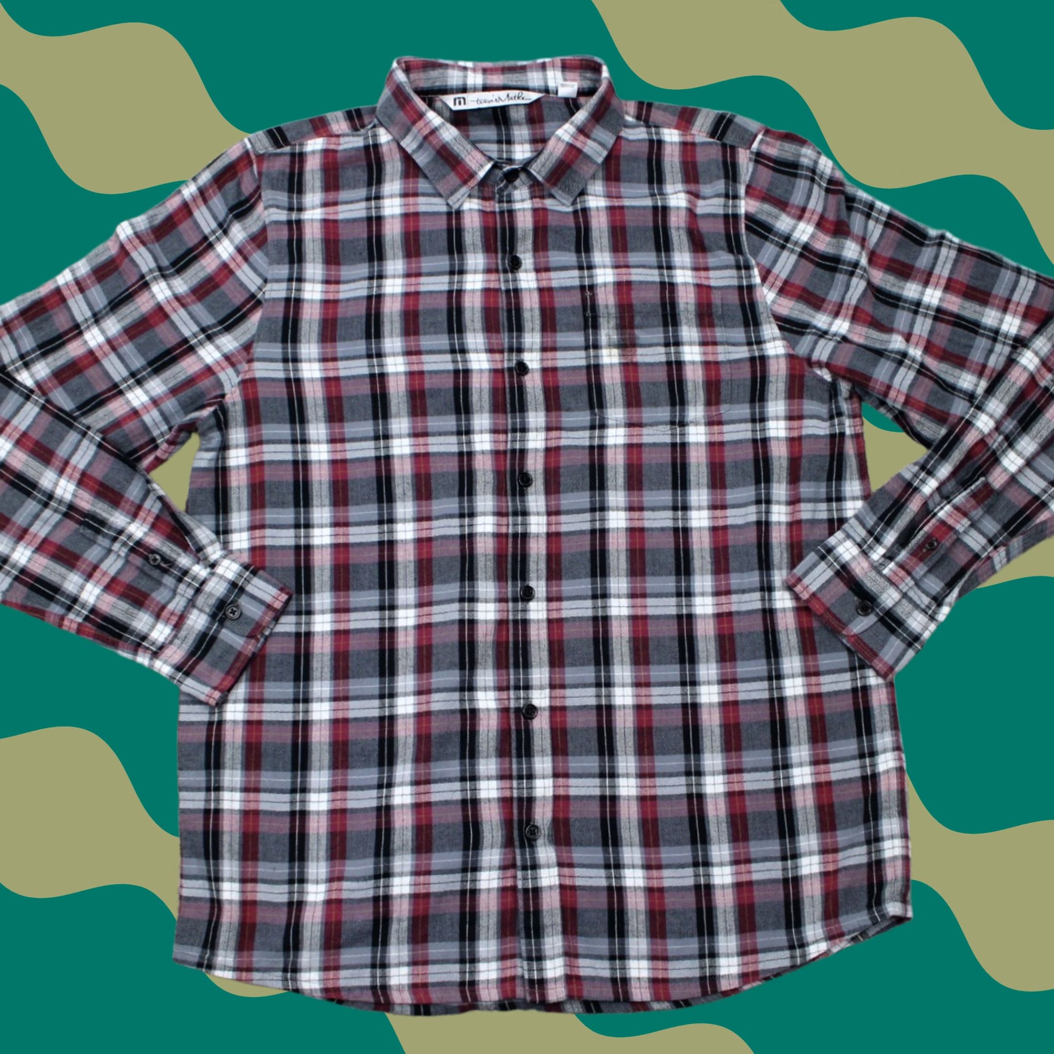 TravisMathew Travis Mathew Flannel Shirt Mens L Red Plaid Cotton L/S Button Up Size US L / EU 52-54 / 3 - 1 Thumbnail