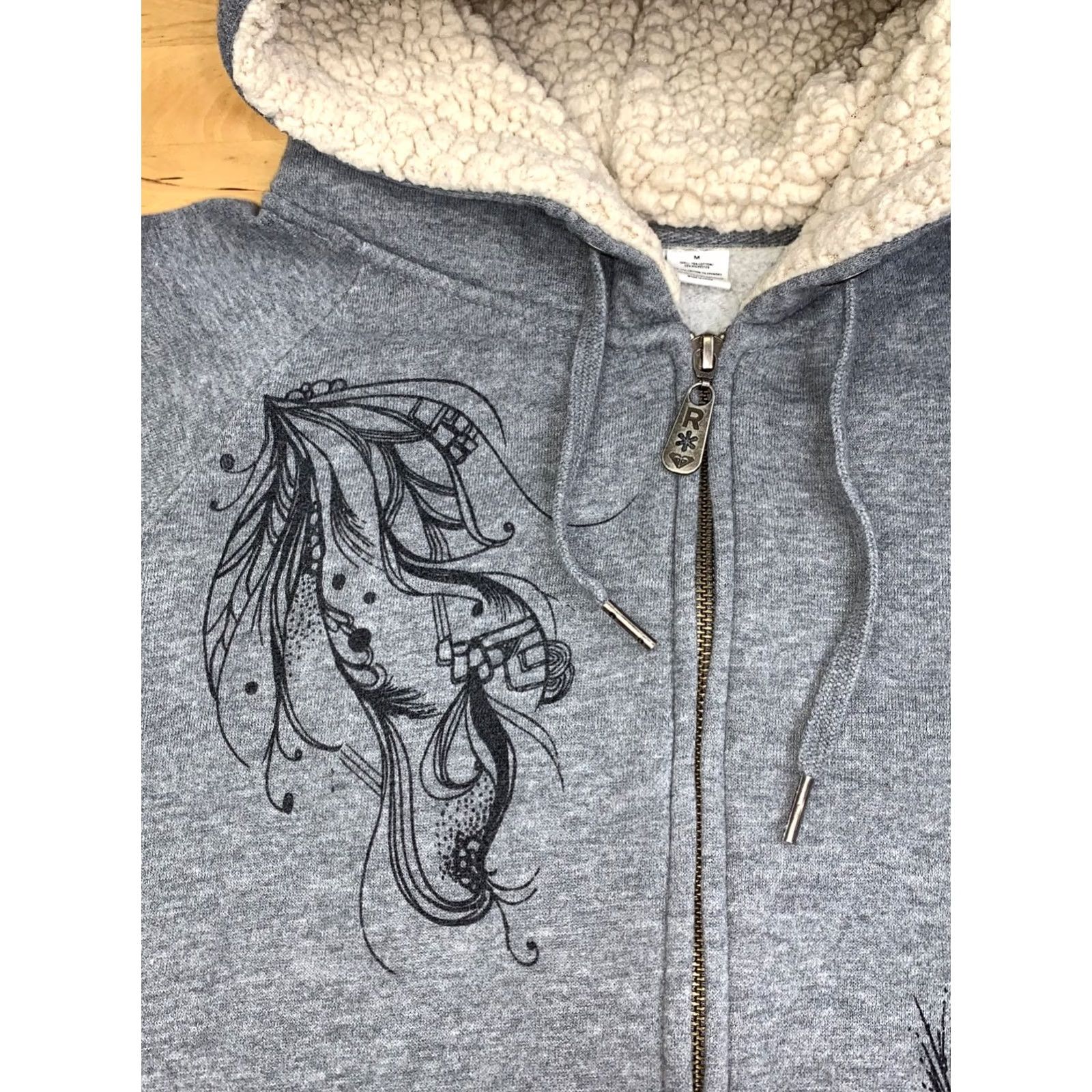 Vintage Roxy Jacket Womens M Gray Hooded Full Zip Surf Beach Y2K Style, Regular Fit, Cotton Blend, Winter Fall, Casual, 13167 Size M / US 6-8 / IT 42-44 - 6 Thumbnail