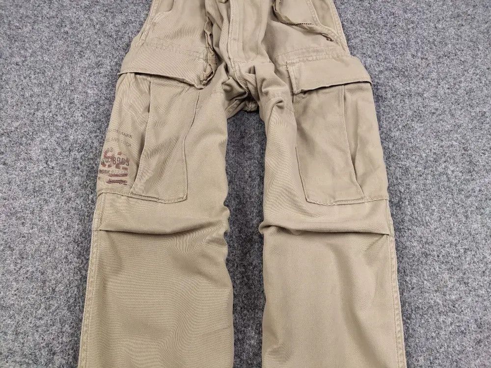 Japanese Brand Vintage 90's Japanese Baggy cargo Beige cotton Pants Hype Size US 34 / EU 50 - 3 Thumbnail