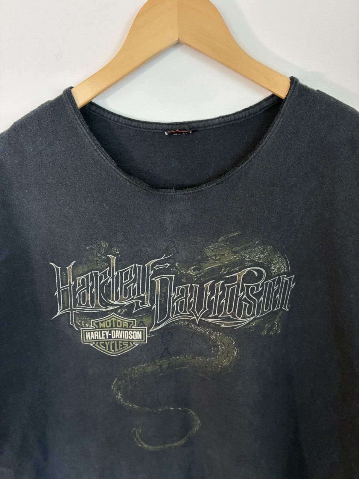 Harley Davidson Thrashed Green Dragon Harley Davidson Faded Cut Off Size US XL / EU 56 / 4 - 3 Thumbnail