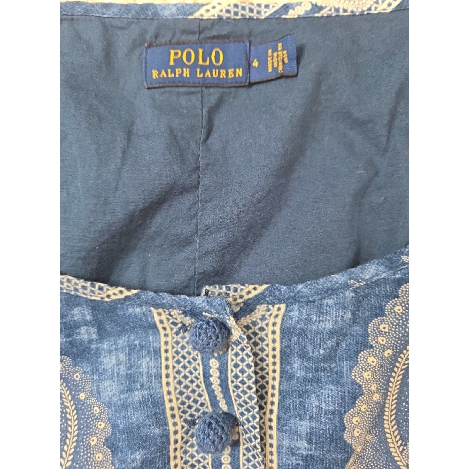 Polo Ralph Lauren VINTAGE Polo by Ralph Lauren Polo Ralph Lauren Midnight Indigo Blue Floral Peplin Top 4 Small NYOT? Size S / US 4 / IT 40 - 3 Thumbnail
