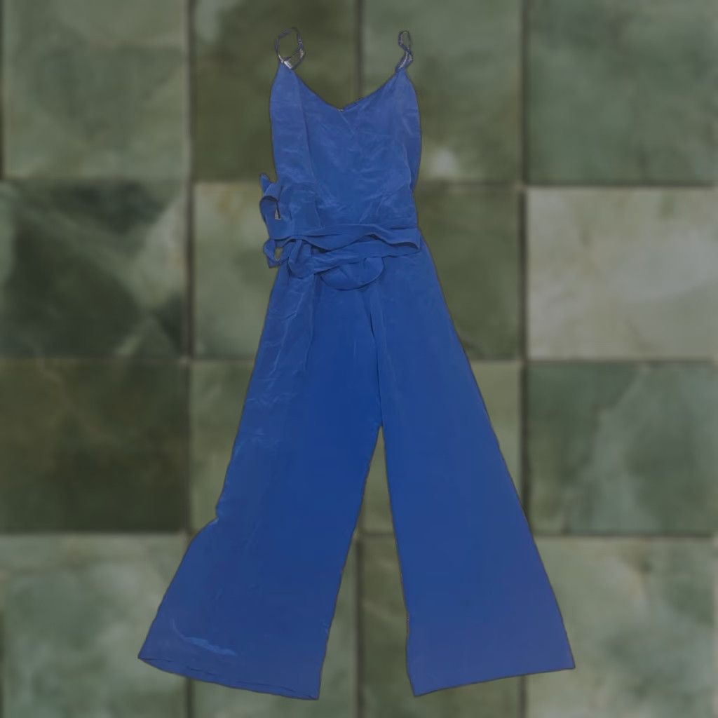 L'AGENCE VINTAGE L'AGENCE Silk Jumpsuit Women's Size 8 Sleeveless Blue 90s Party Dress Size 30" / US 8 / IT 44 - 1 Thumbnail