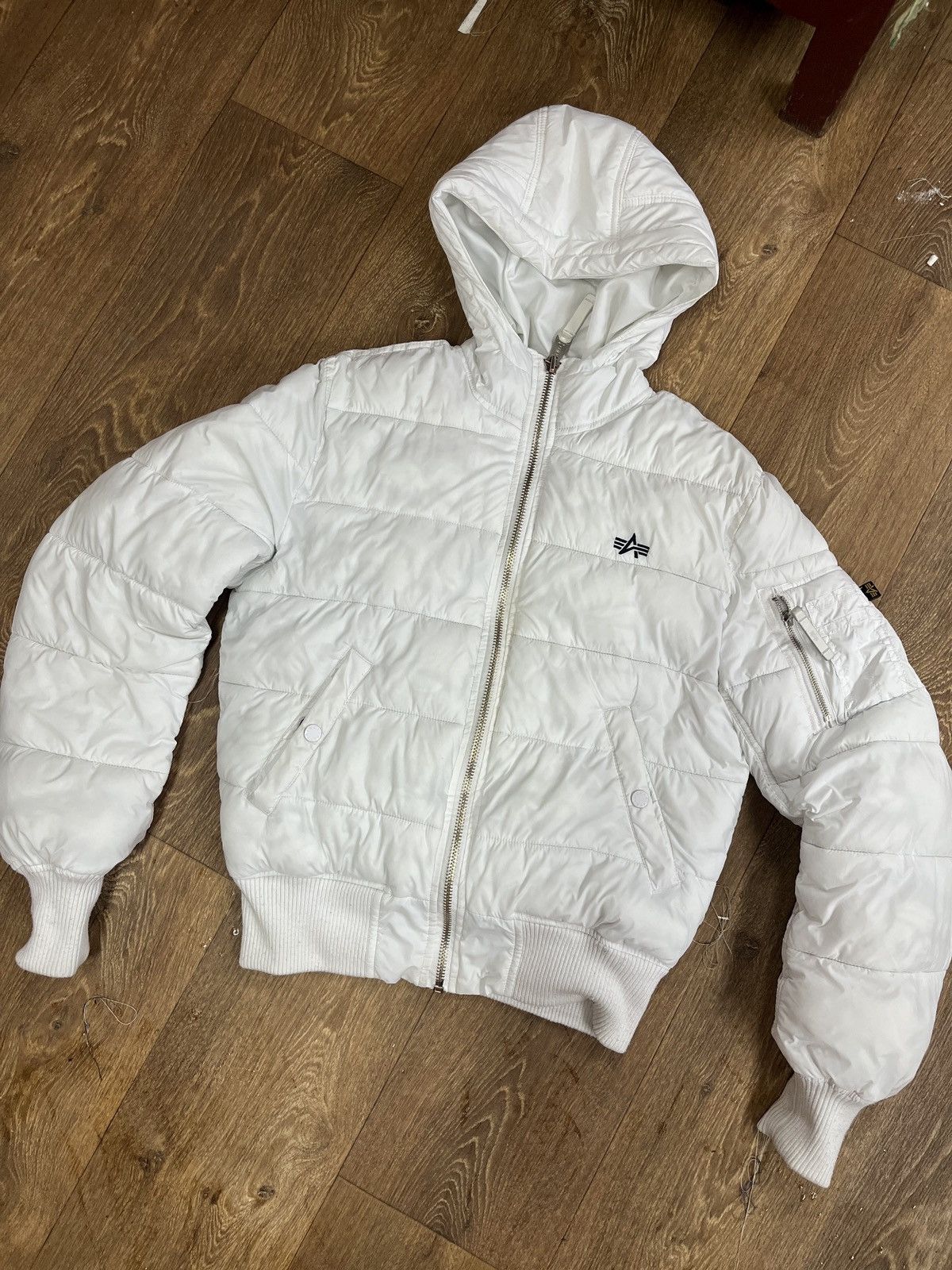 image of Alpha Industries Ma-1 Puffer Bomber White, Men's (Size XS)