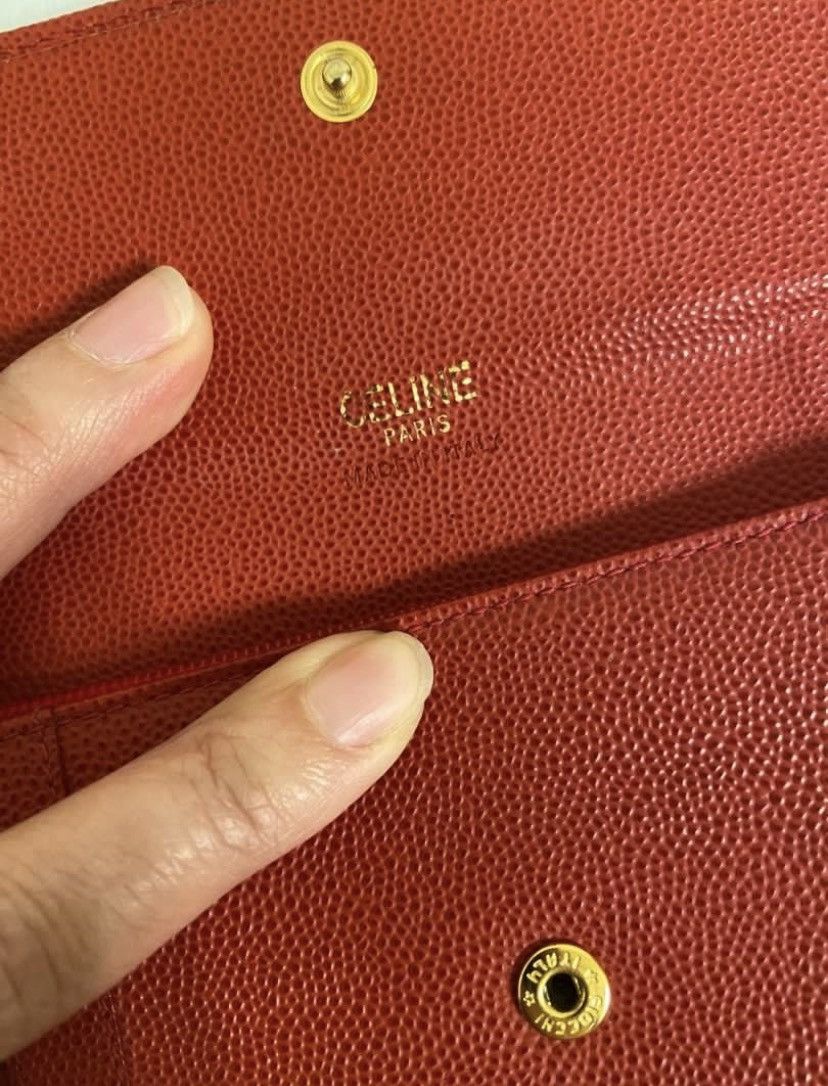 Celine Authentic Vintage CELINE Triomphe Wallet-Grained Calfskin Size ONE SIZE - 6 Thumbnail